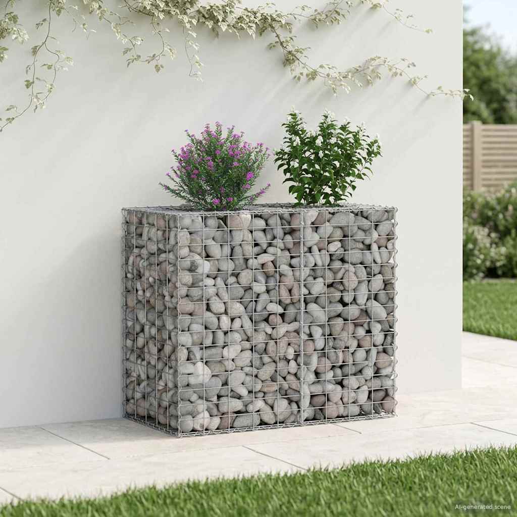 Gabionen-Hochbeet 90 x 50 x 80 cm Verzinkter Stahl Silber