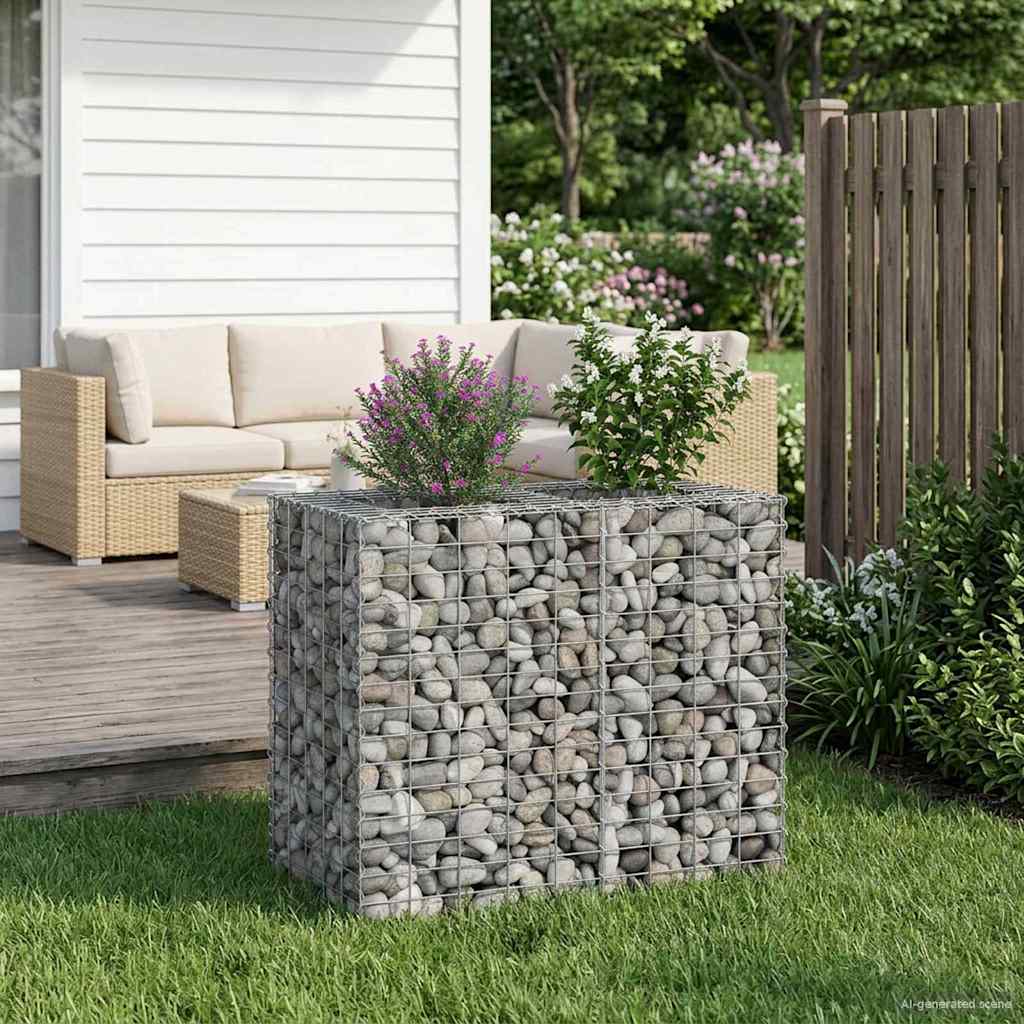 Gabionen-Hochbeet 90 x 50 x 80 cm Verzinkter Stahl Silber