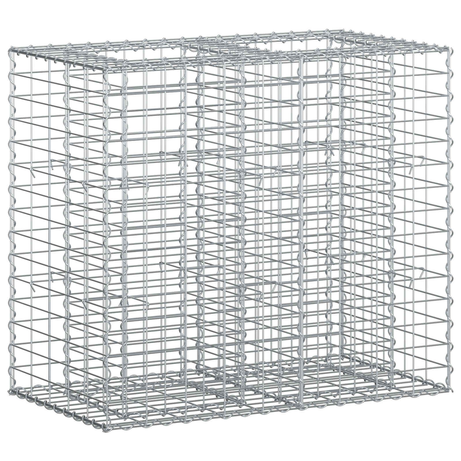 Gabionen-Hochbeet 90 x 50 x 80 cm Verzinkter Stahl Silber