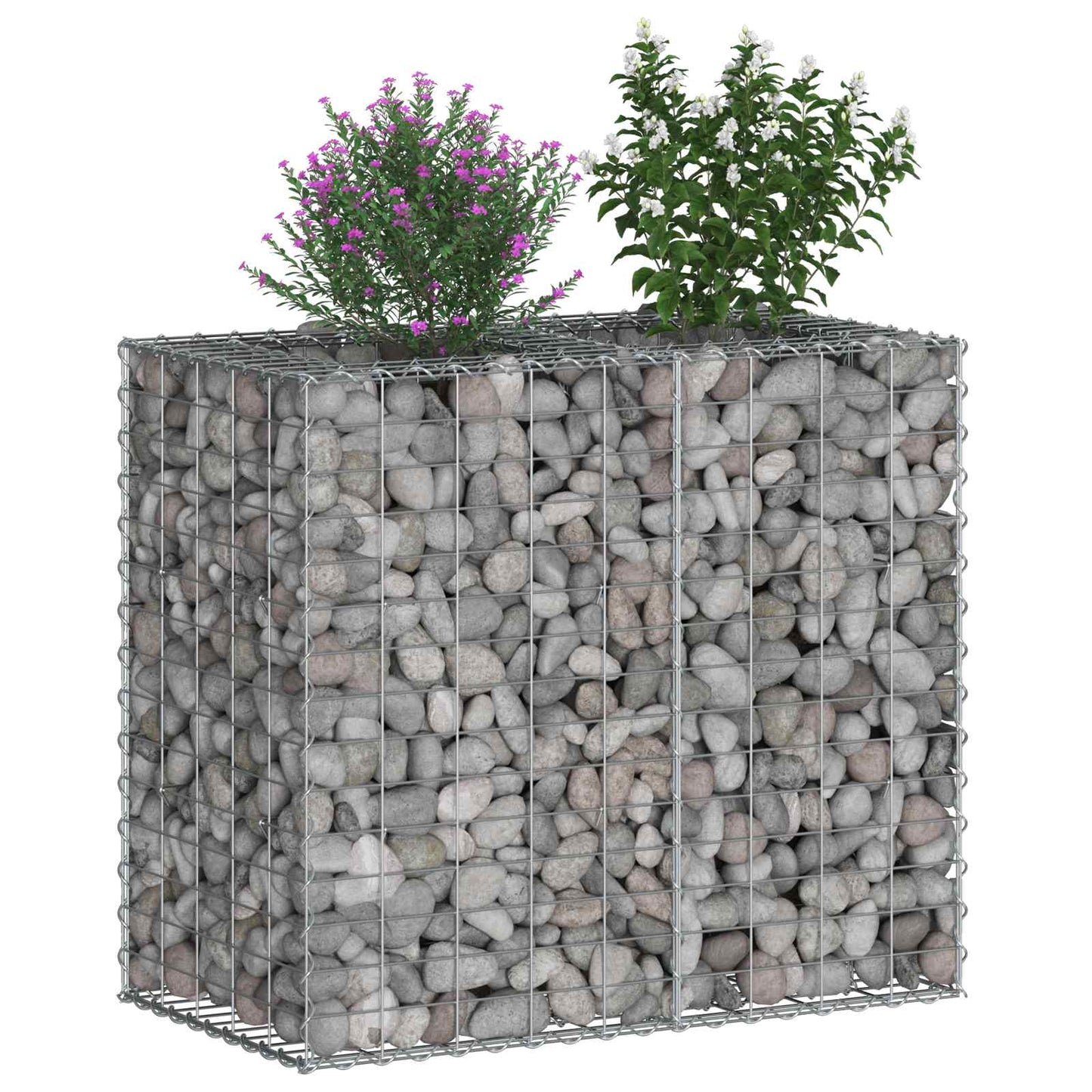 Gabionen-Hochbeet 90 x 50 x 80 cm Verzinkter Stahl Silber