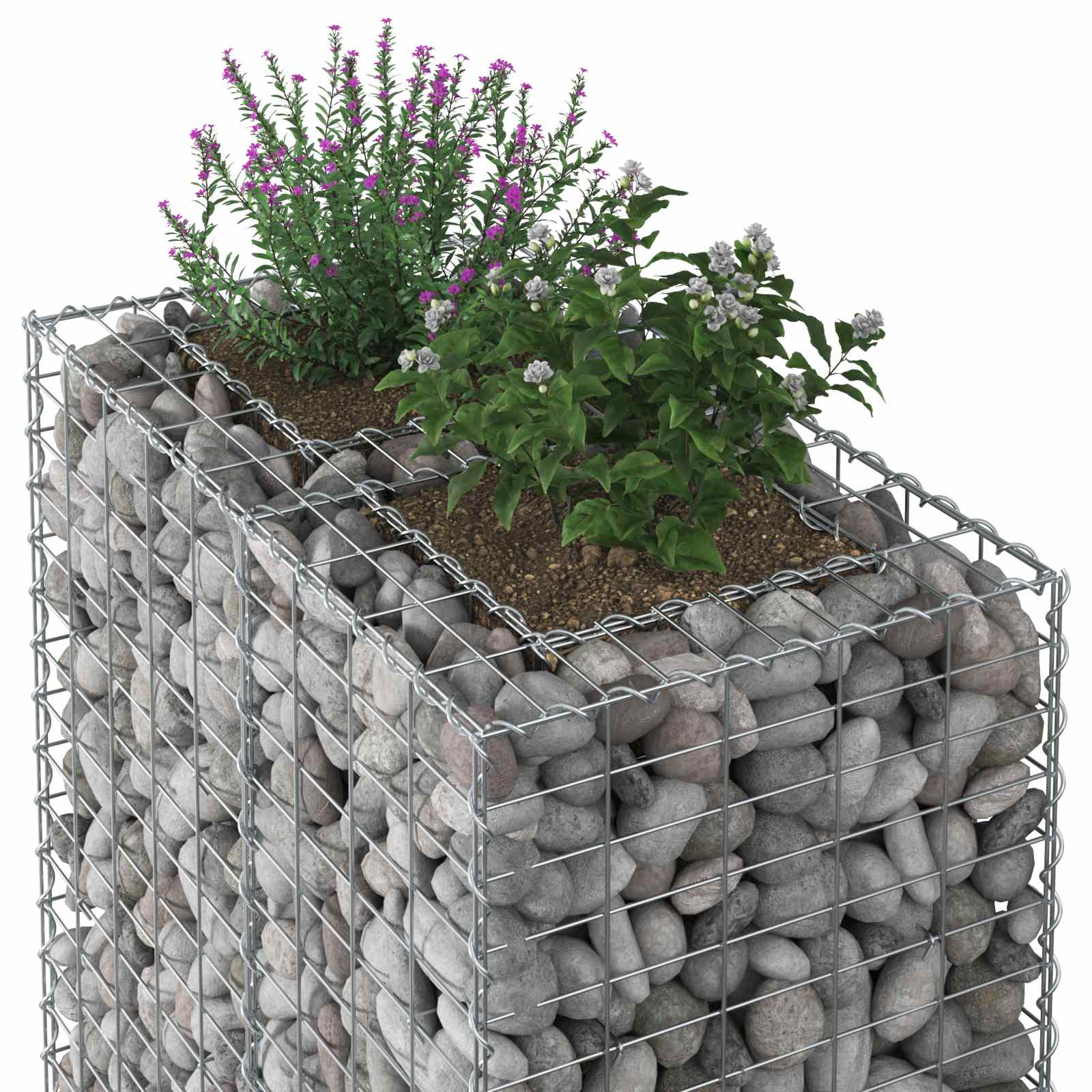 Gabionen-Hochbeet 90 x 50 x 80 cm Verzinkter Stahl Silber