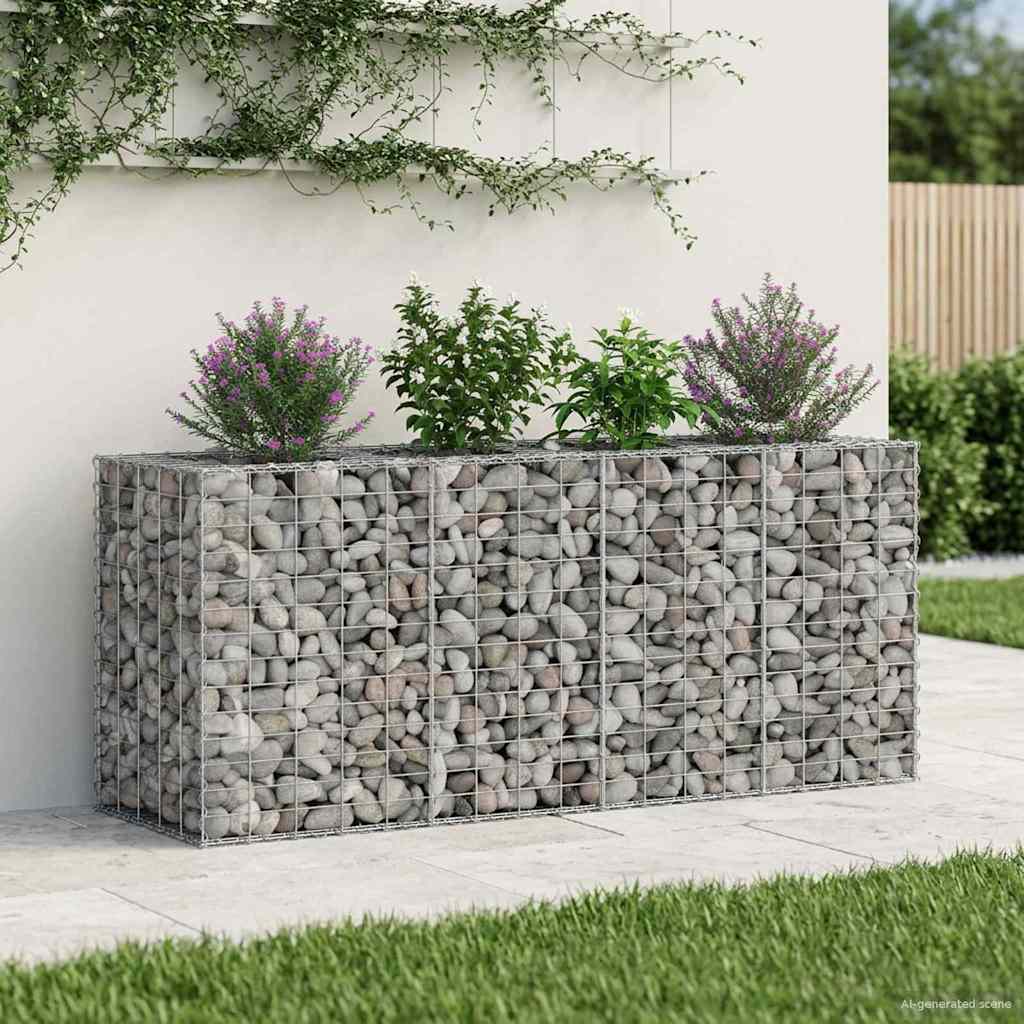 Gabionen-Hochbeet 170 x 50 x 80 cm Verzinkter Stahl Silber