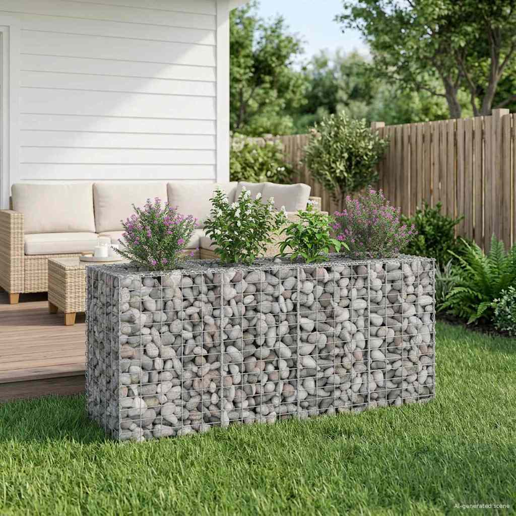 Gabionen-Hochbeet 170 x 50 x 80 cm Verzinkter Stahl Silber
