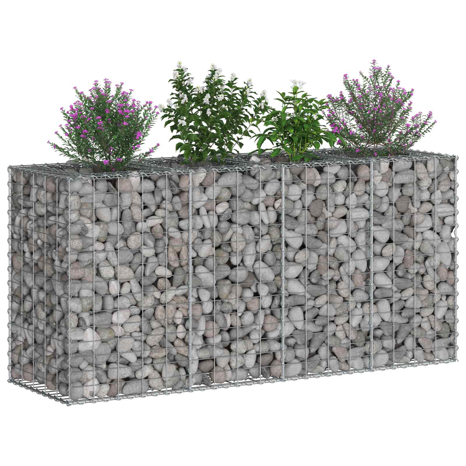 Gabionen-Hochbeet 170 x 50 x 80 cm Verzinkter Stahl Silber