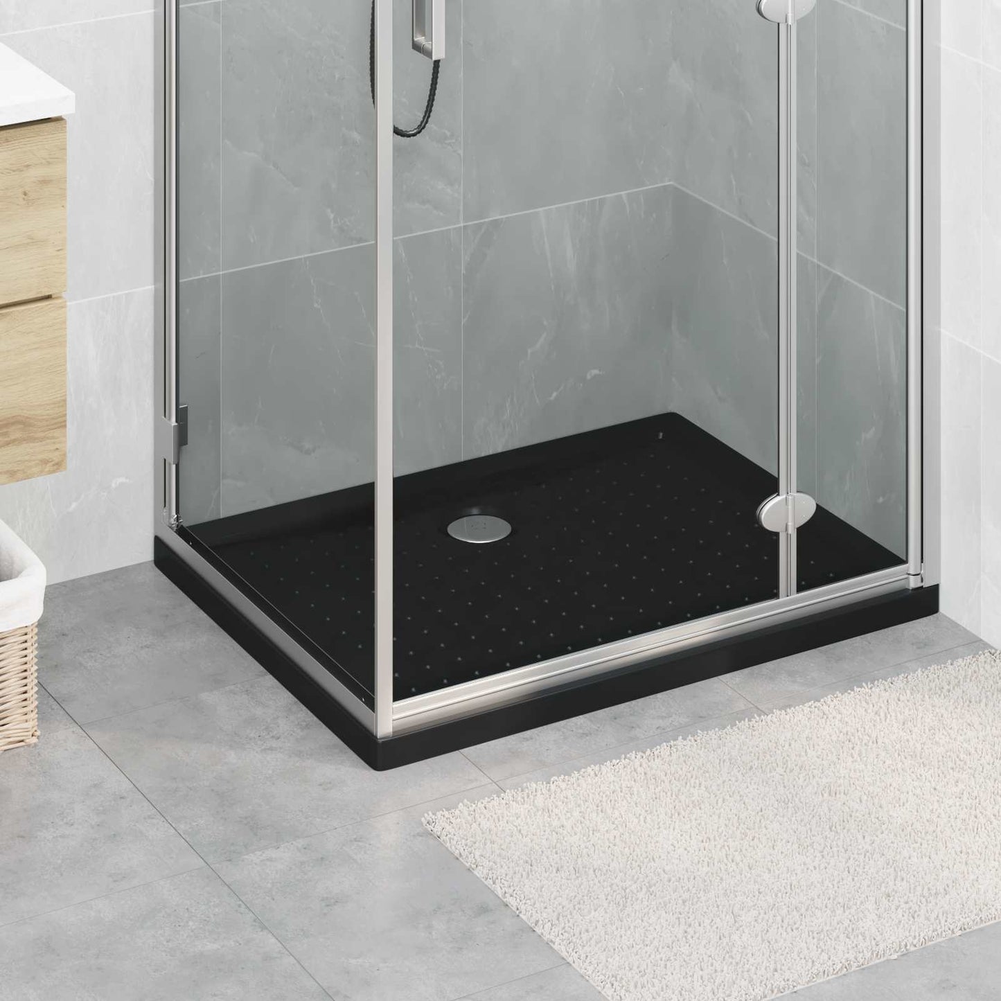 Duschbodenablage mit Punkten 90 x 70 x 4 cm ABS Schwarz