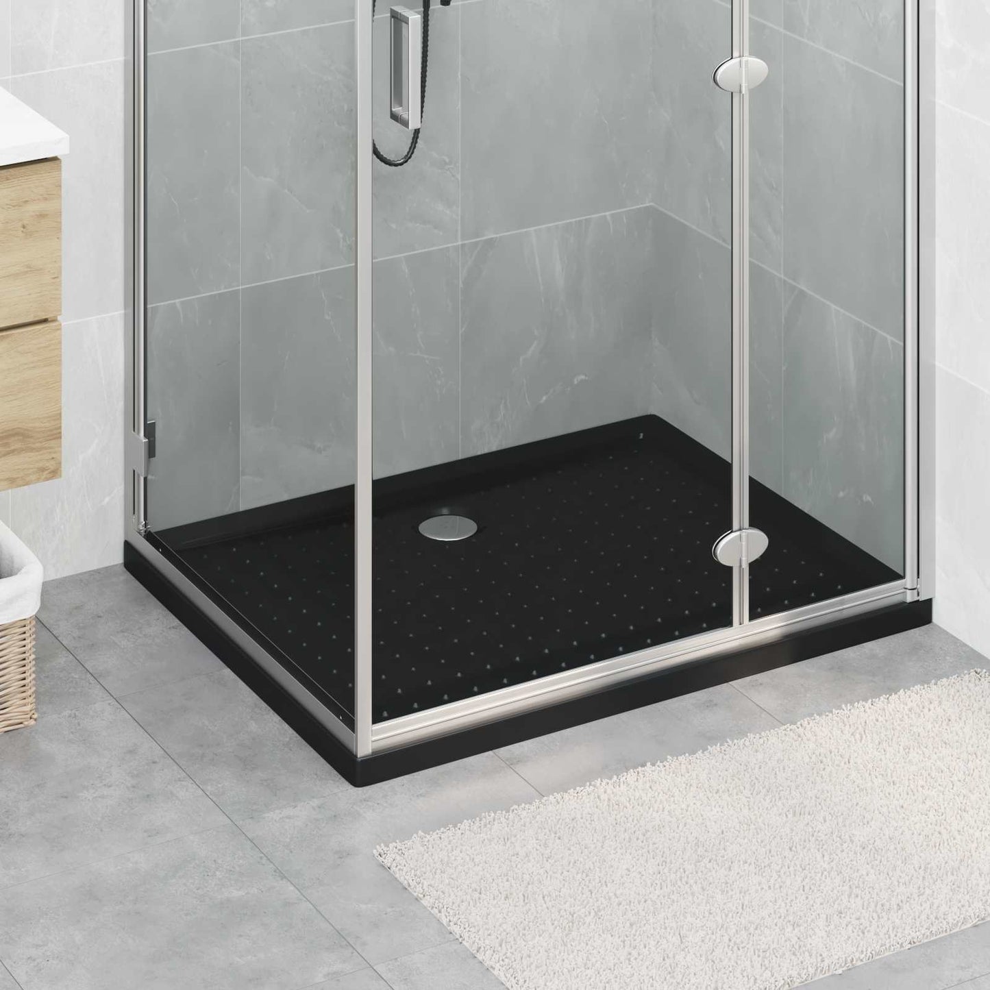 Duschbodenablage mit Punkten 100 x 80 x 4 cm ABS Schwarz