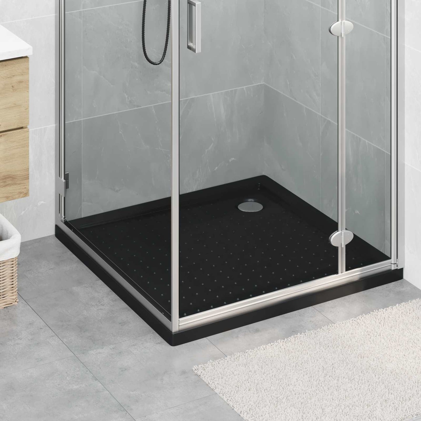 Duschbodenablage mit Punkten 90 x 90 x 4 cm ABS Schwarz