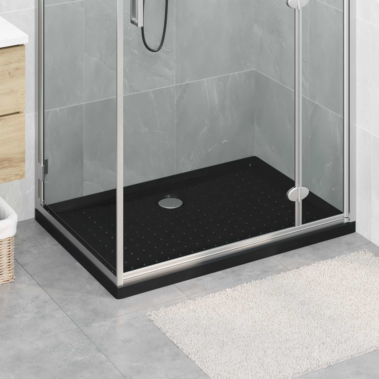 Duschbodenablage mit Punkten 100 x 70 x 4 cm ABS Schwarz