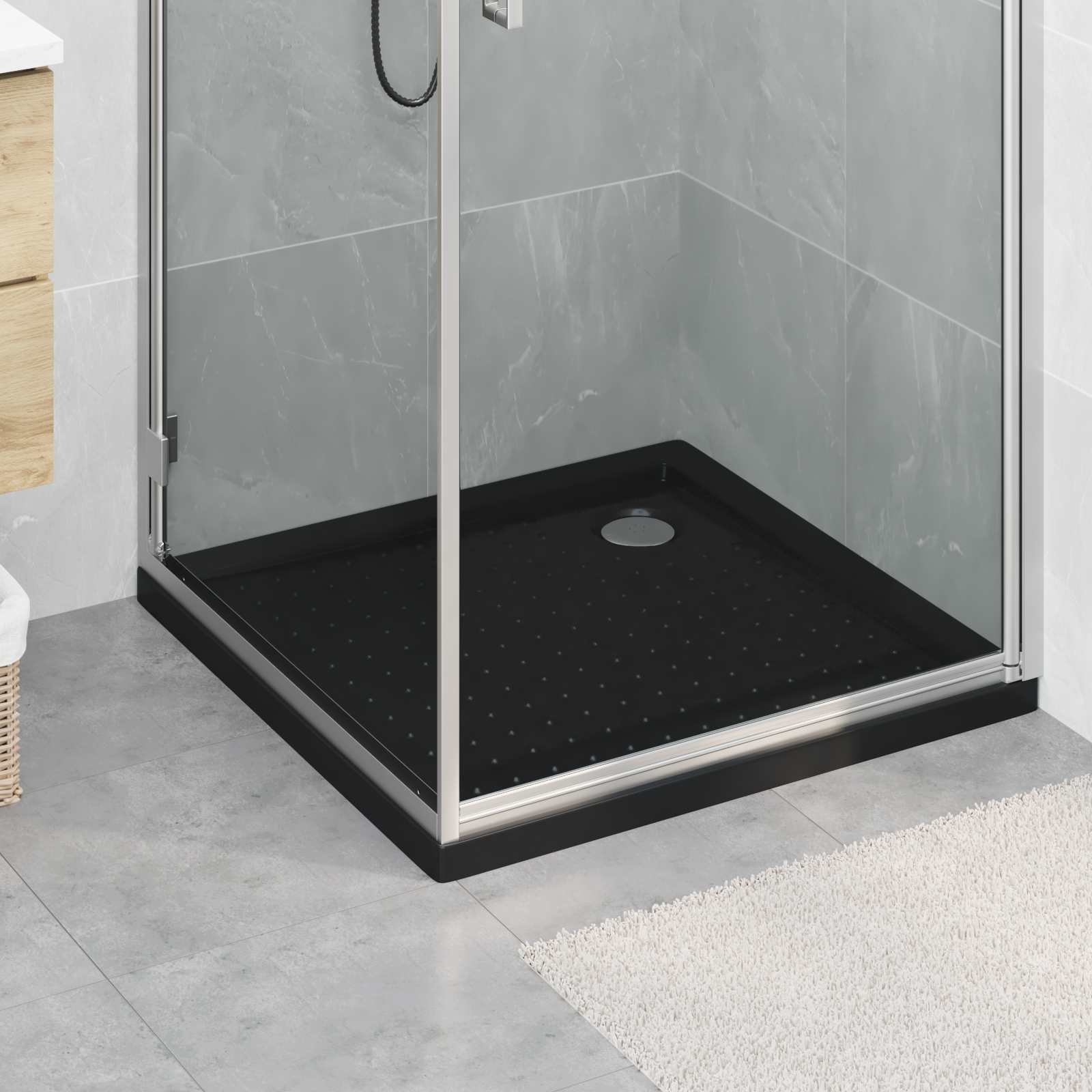 Duschbodenablage mit Punkten 80 x 80 x 4 cm ABS Schwarz