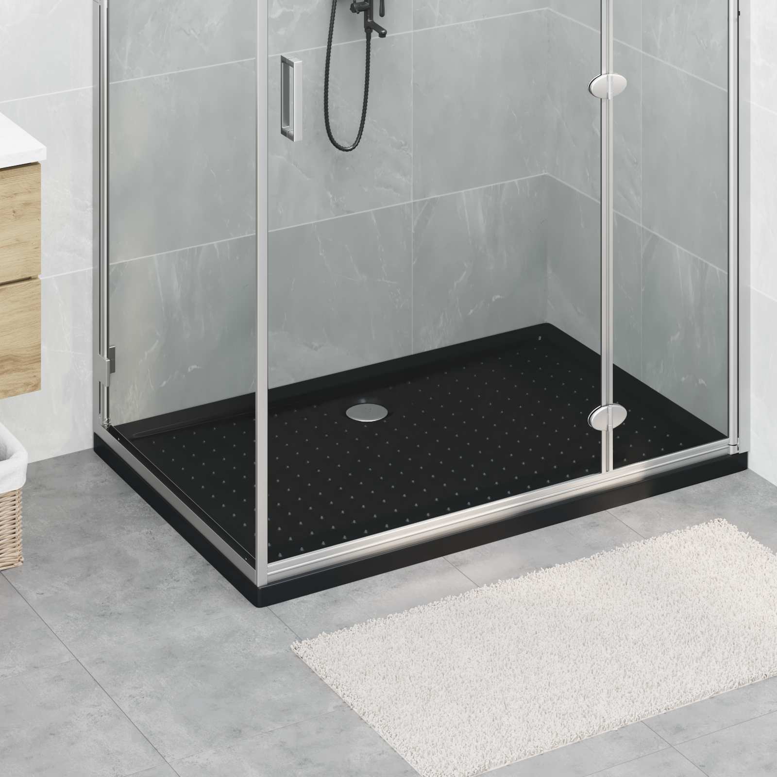 Duschbodenablage mit Punkten 120 x 80 x 4 cm ABS Schwarz
