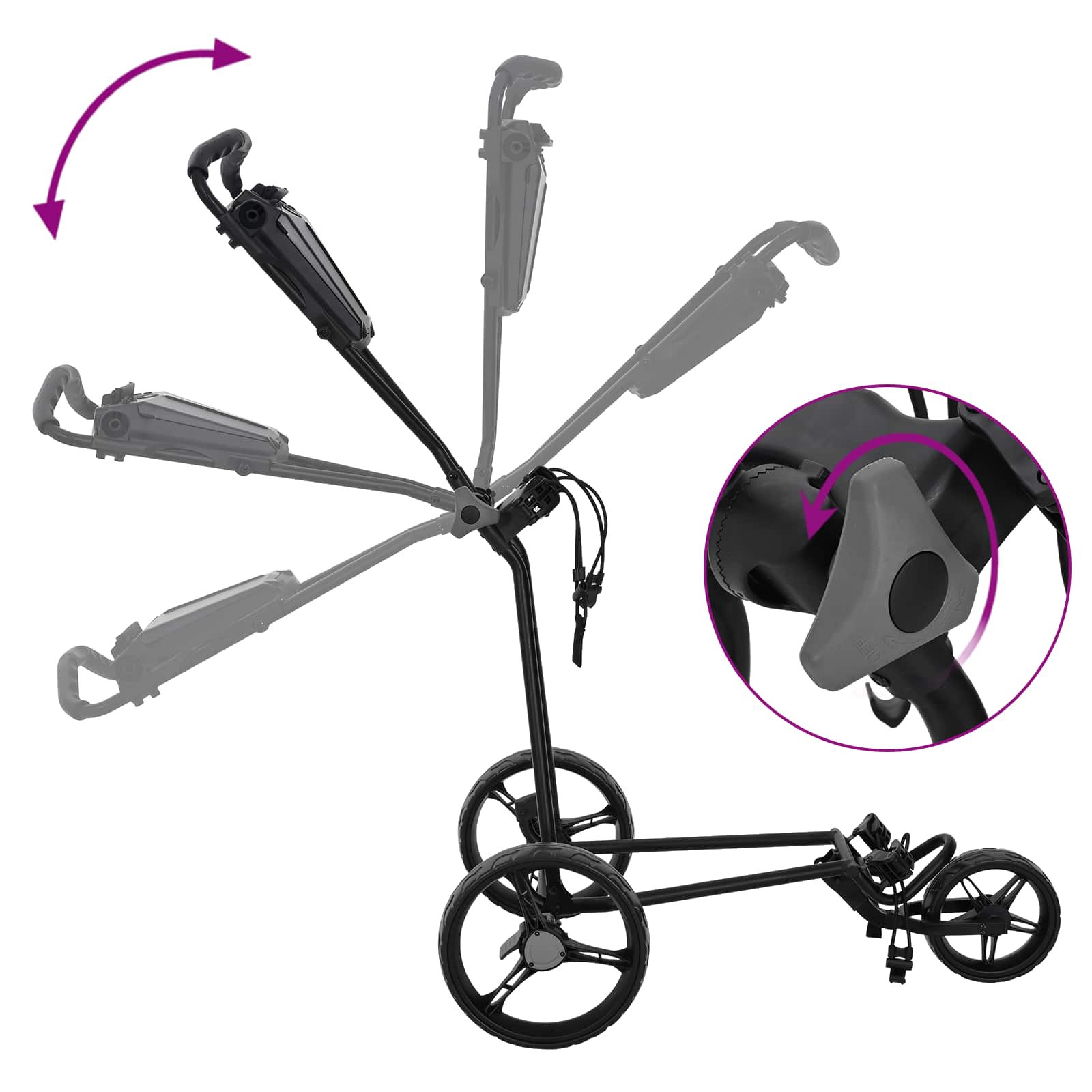Golf-Dolly Schwarz Eisen Klappbar