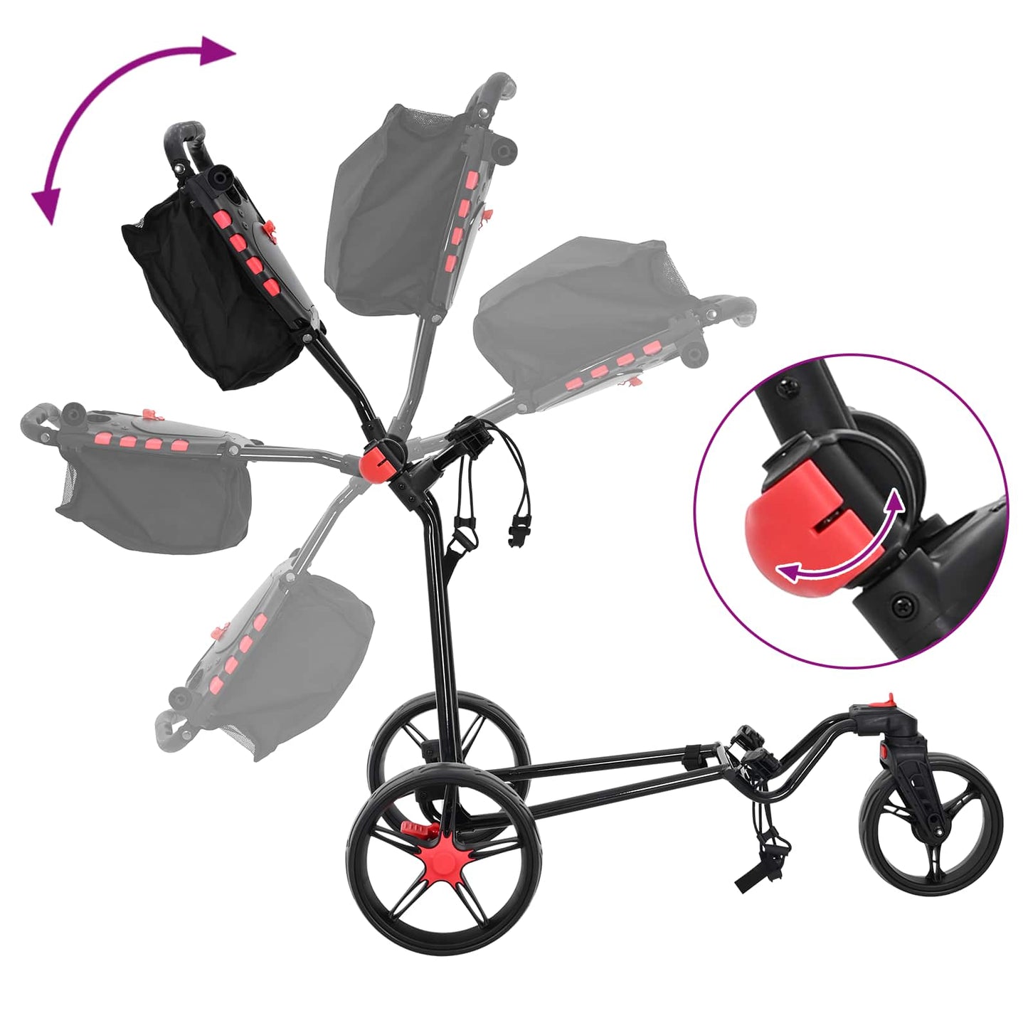 Golf-Dolly Schwarz Eisen Klappbar