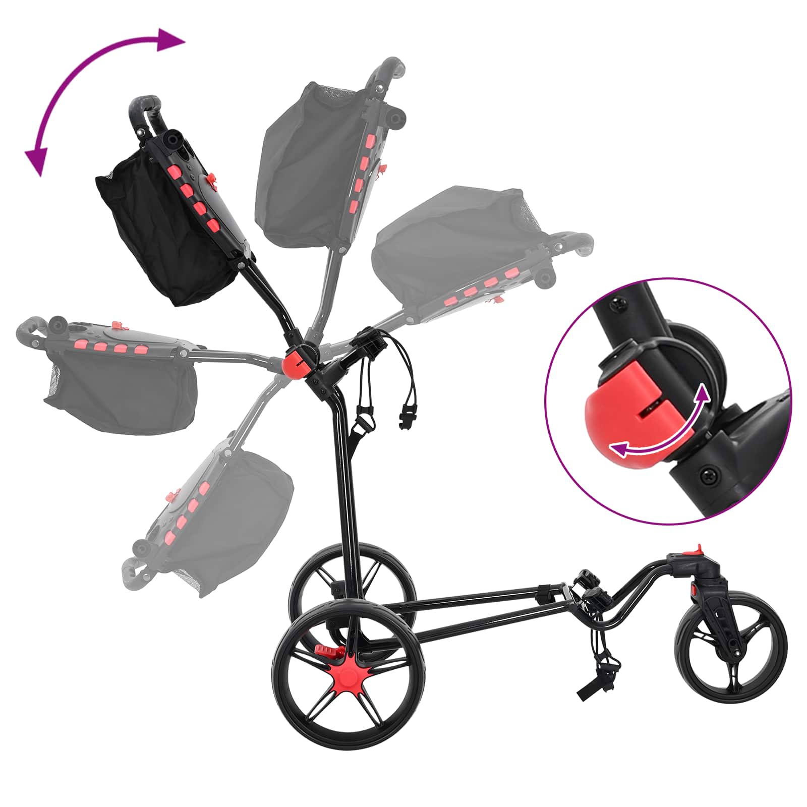 Golf-Dolly Schwarz Eisen Klappbar