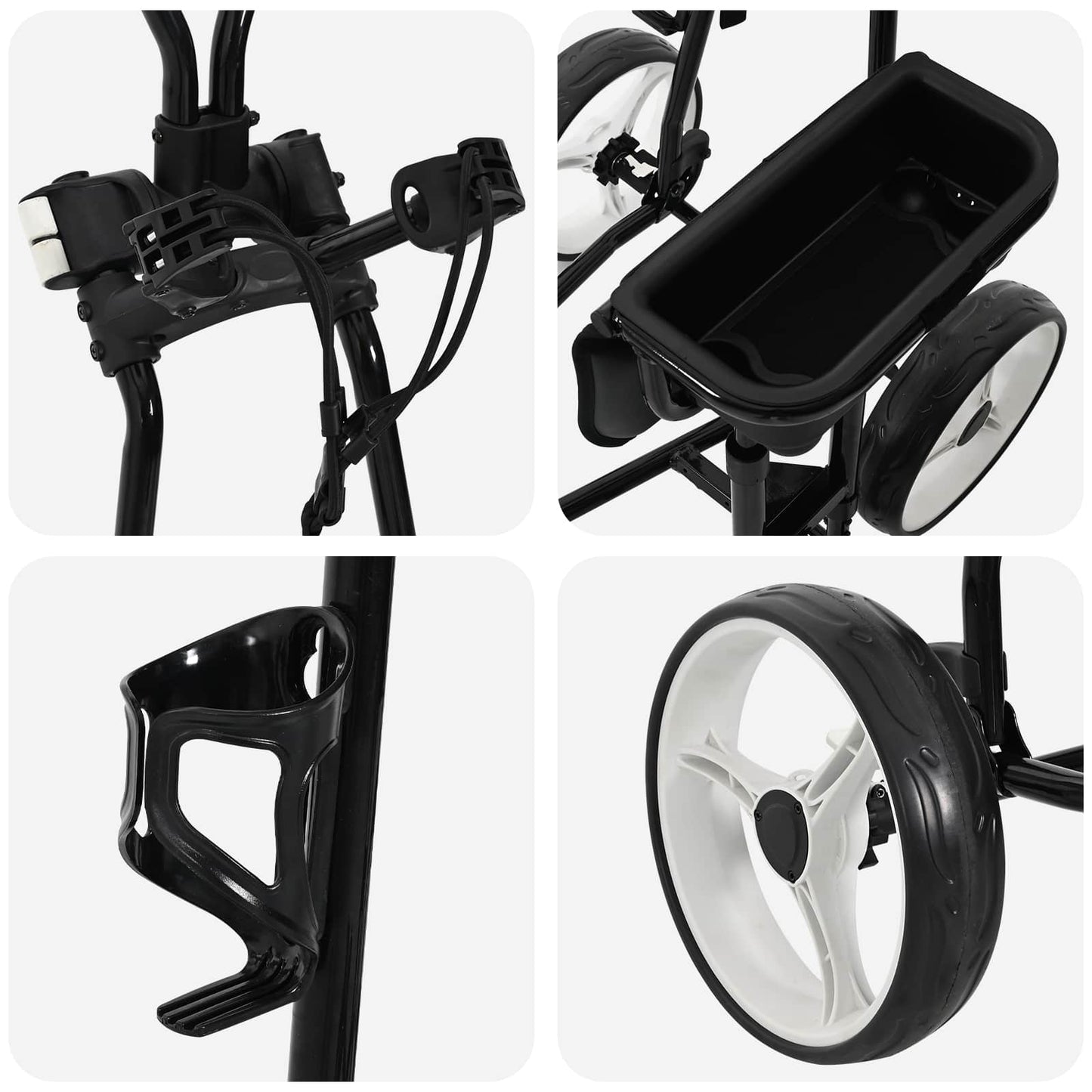 Golf-Trolley mit Sitz Schwarz und Weiß Eisen Klappbar