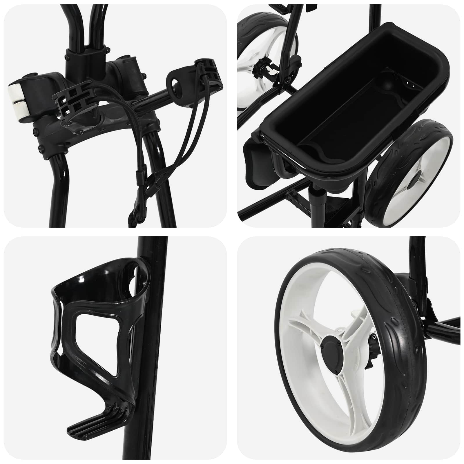 Golf-Trolley mit Sitz Schwarz und Weiß Eisen Klappbar