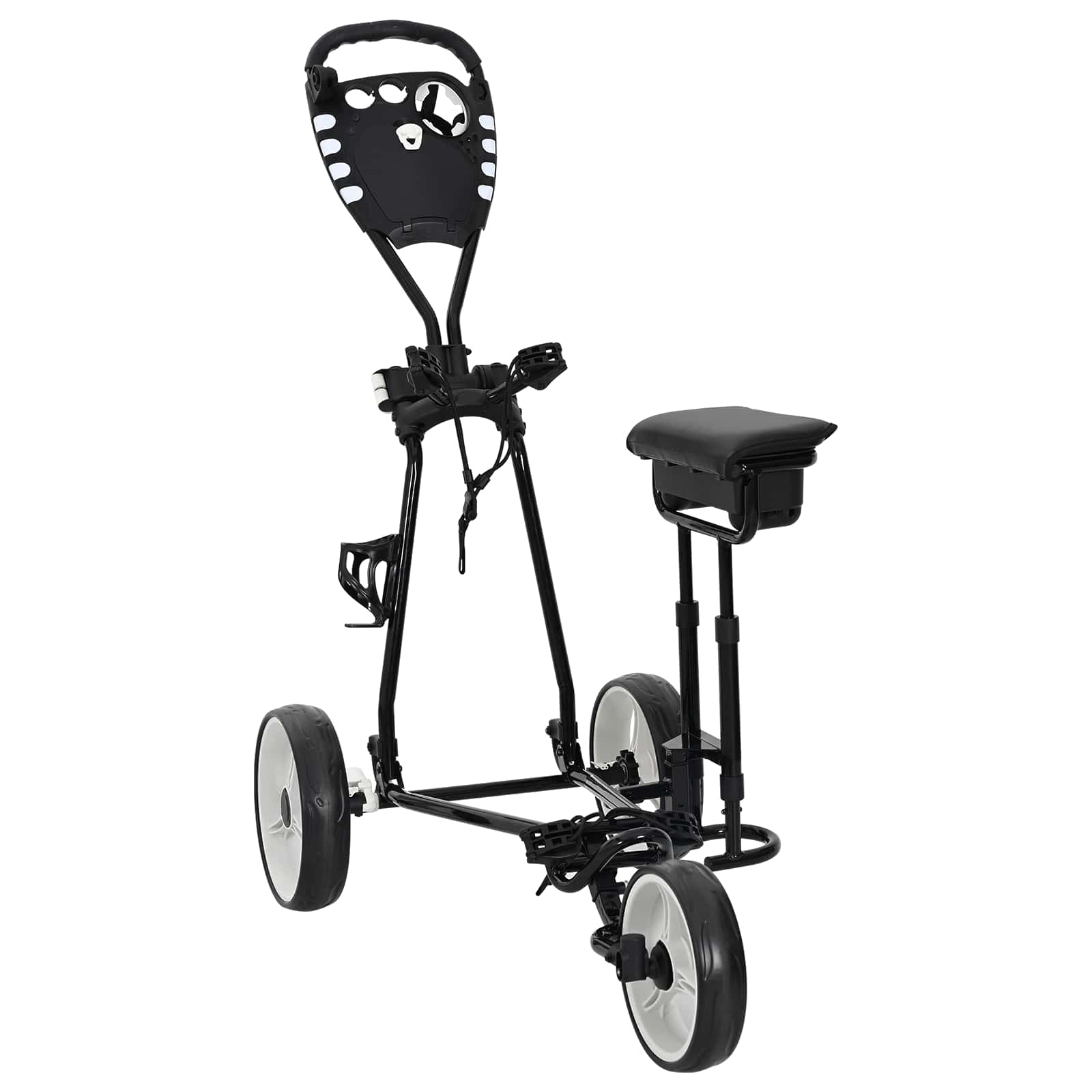 Golf-Trolley mit Sitz Schwarz und Weiß Eisen Klappbar
