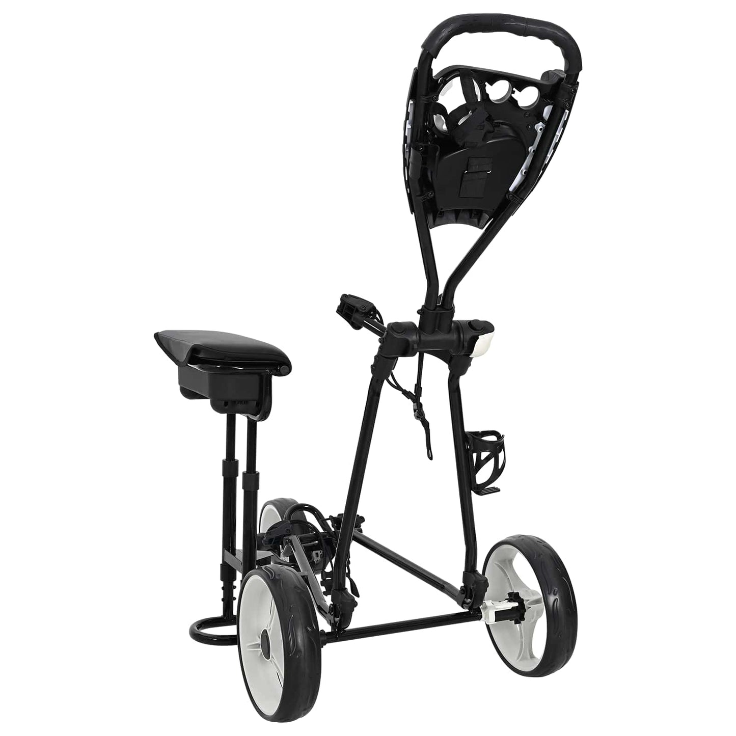 Golf-Trolley mit Sitz Schwarz und Weiß Eisen Klappbar