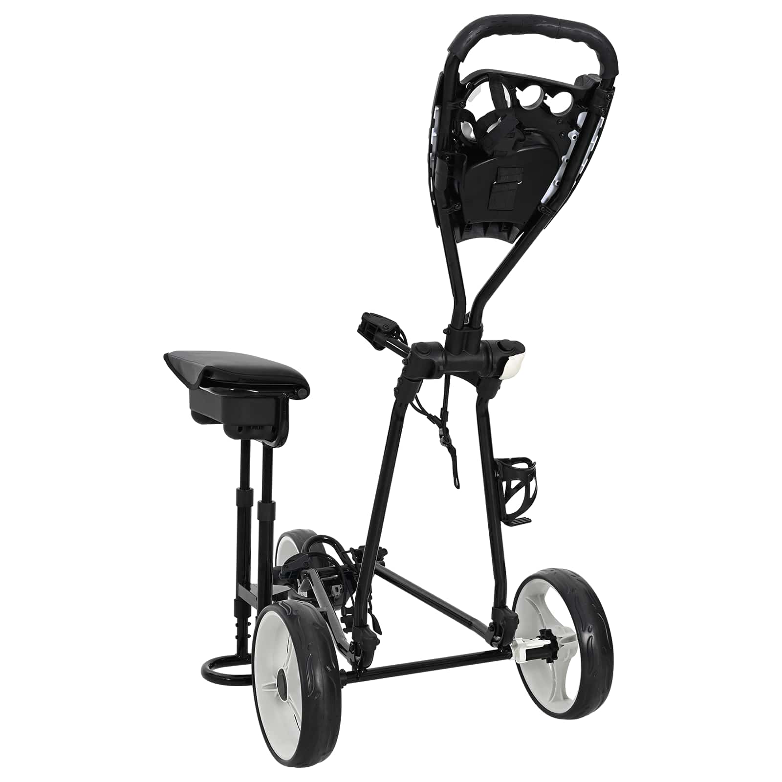 Golf-Trolley mit Sitz Schwarz und Weiß Eisen Klappbar