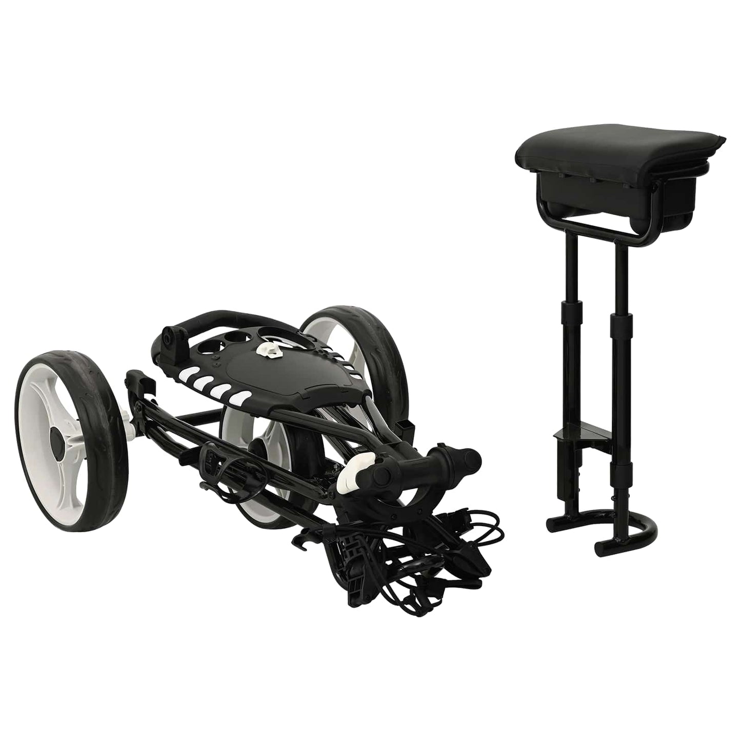 Golf-Trolley mit Sitz Schwarz und Weiß Eisen Klappbar