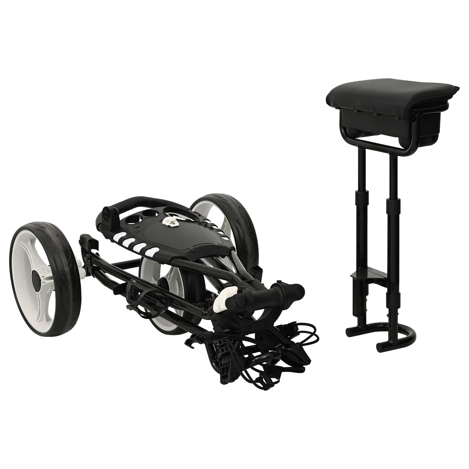 Golf-Trolley mit Sitz Schwarz und Weiß Eisen Klappbar