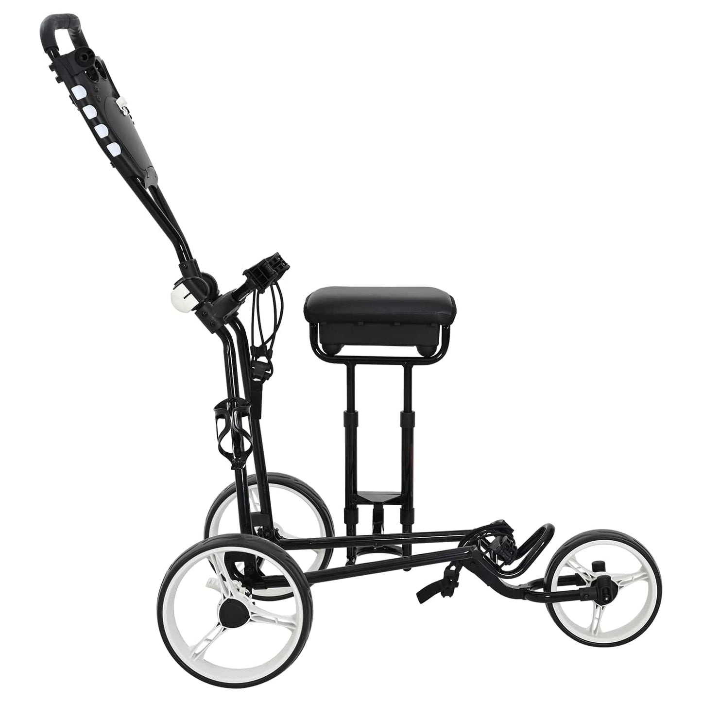 Golf-Trolley mit Sitz Schwarz und Weiß Eisen Klappbar