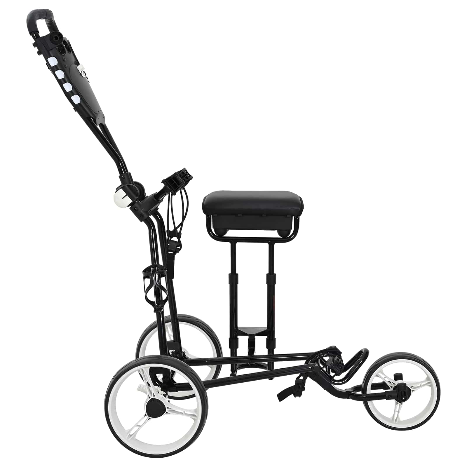 Golf-Trolley mit Sitz Schwarz und Weiß Eisen Klappbar