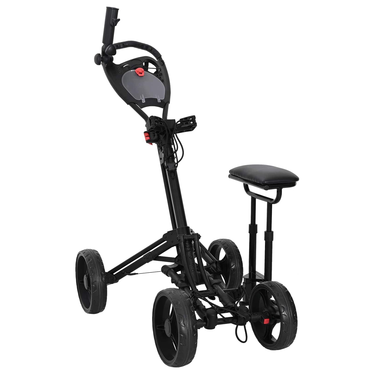 Golf-Trolley mit Sitz Schwarz Aluminium Klappbar