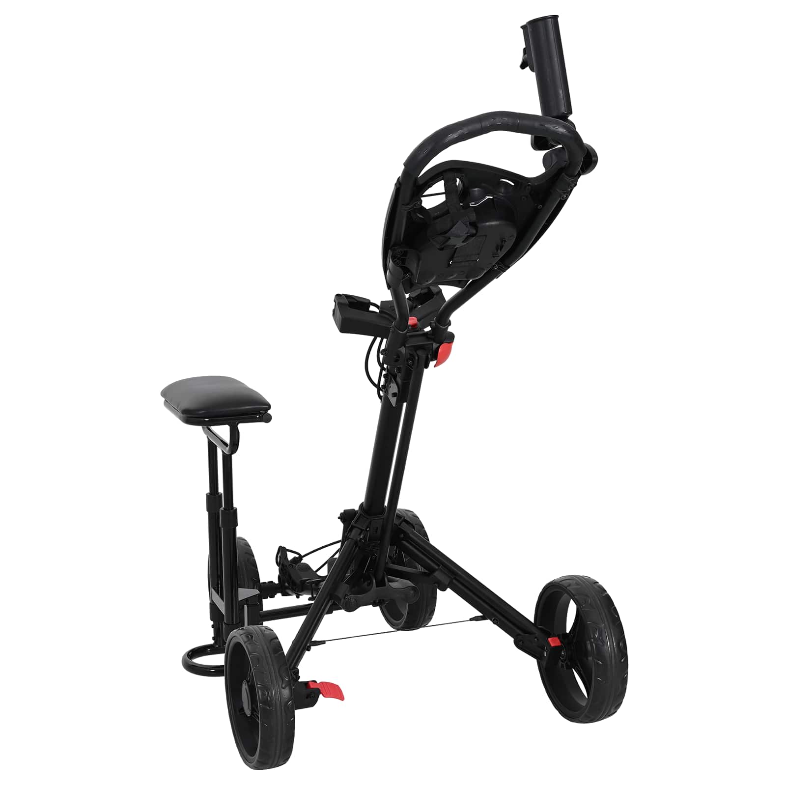 Golf-Trolley mit Sitz Schwarz Aluminium Klappbar