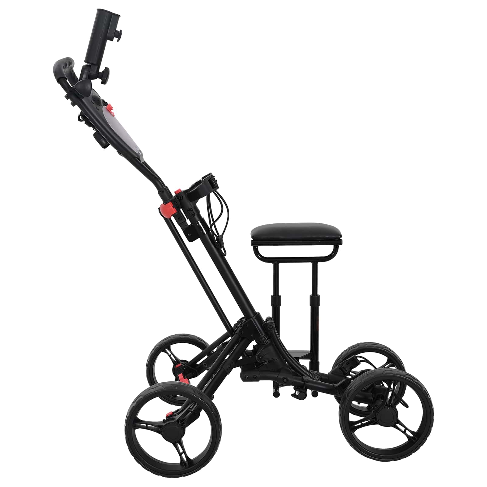 Golf-Trolley mit Sitz Schwarz Aluminium Klappbar