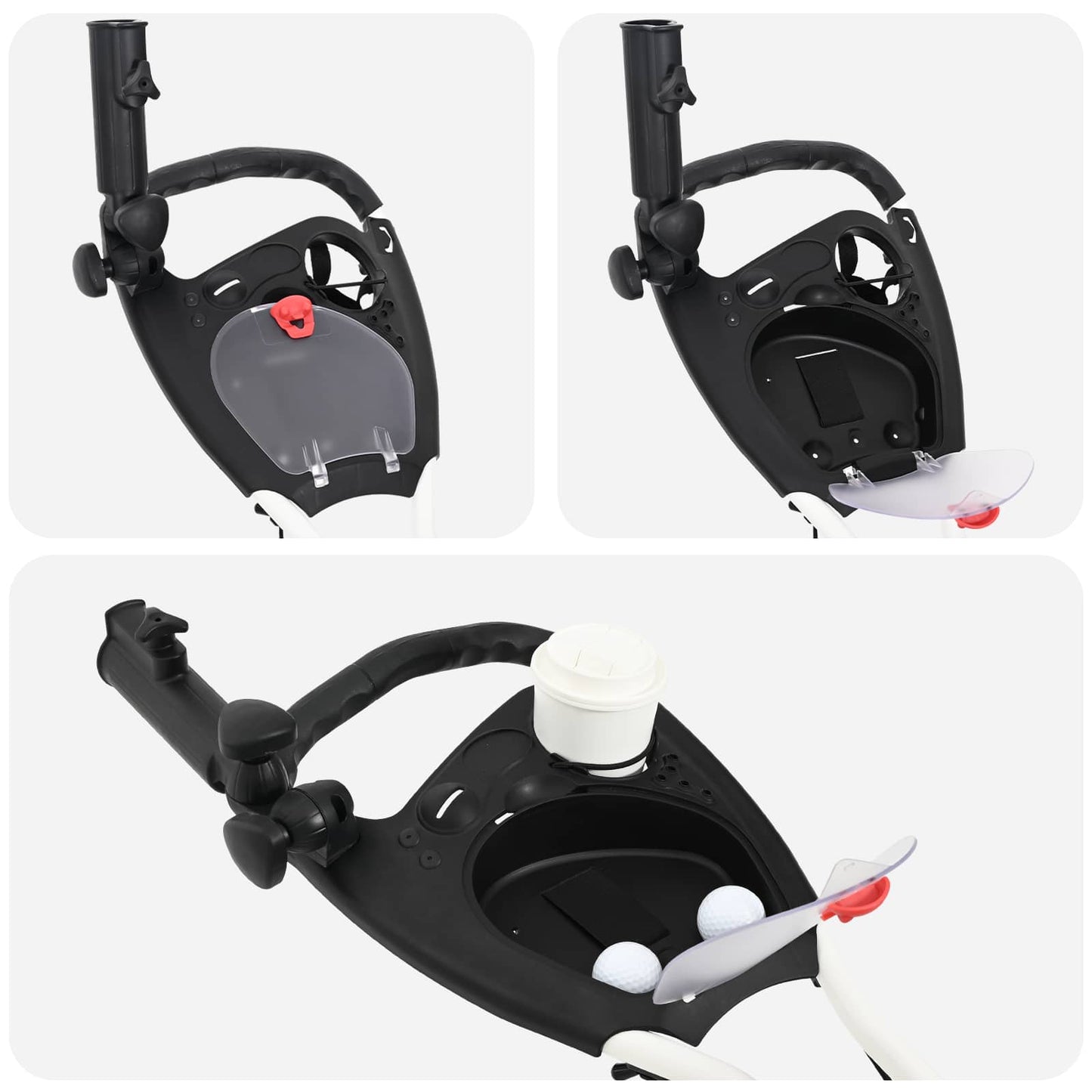 Golf-Dolly Schwarz und Weiß Aluminium Klappbar