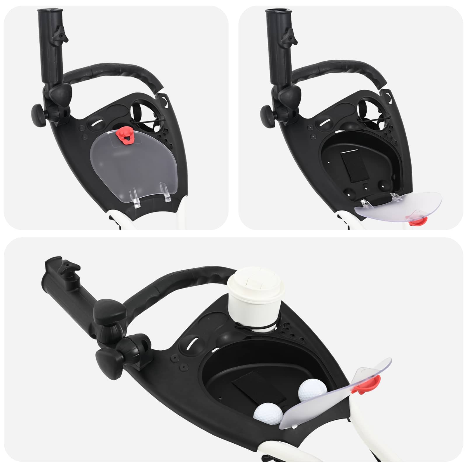 Golf-Dolly Schwarz und Weiß Aluminium Klappbar