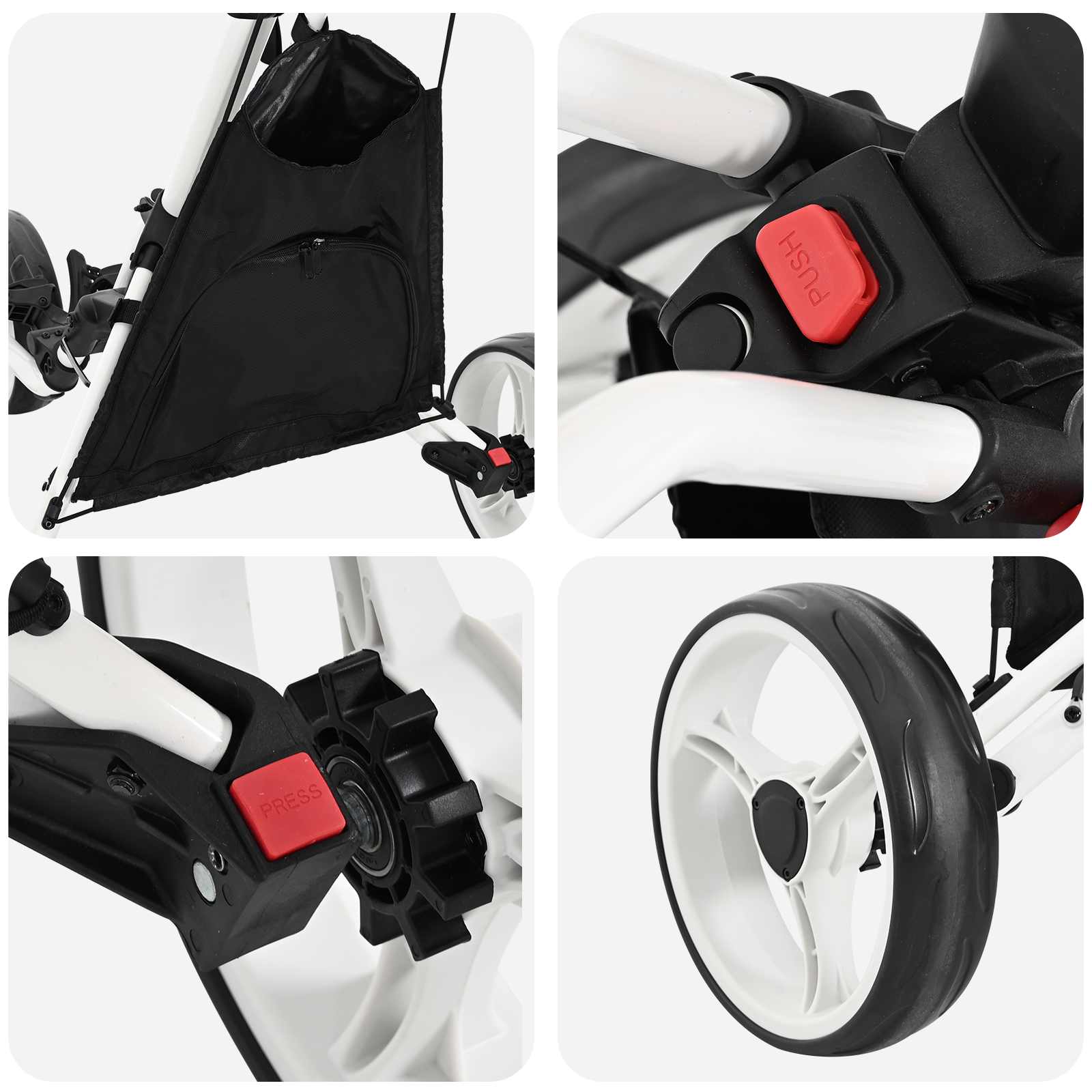Golf-Dolly Schwarz und Weiß Aluminium Klappbar