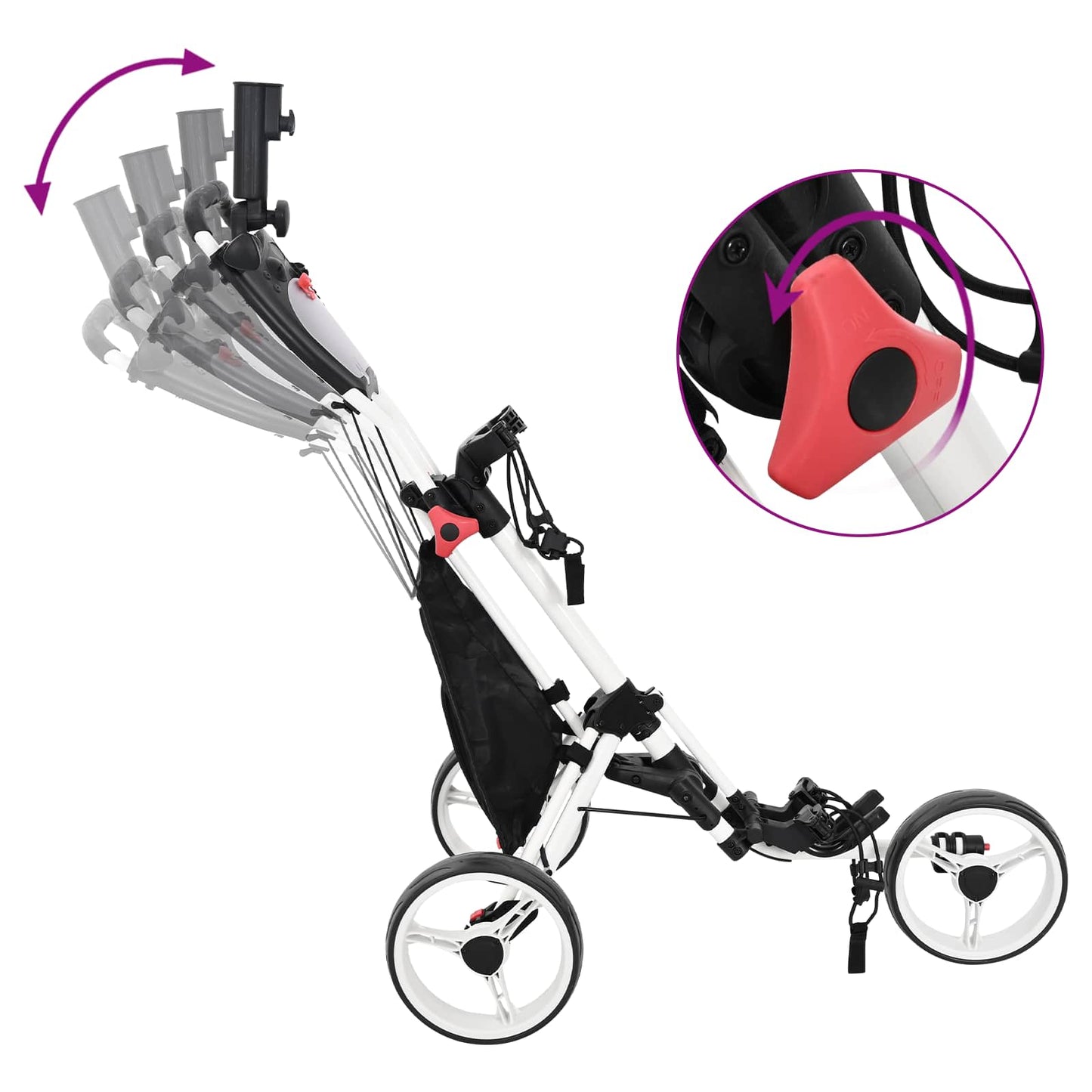 Golf-Dolly Schwarz und Weiß Aluminium Klappbar