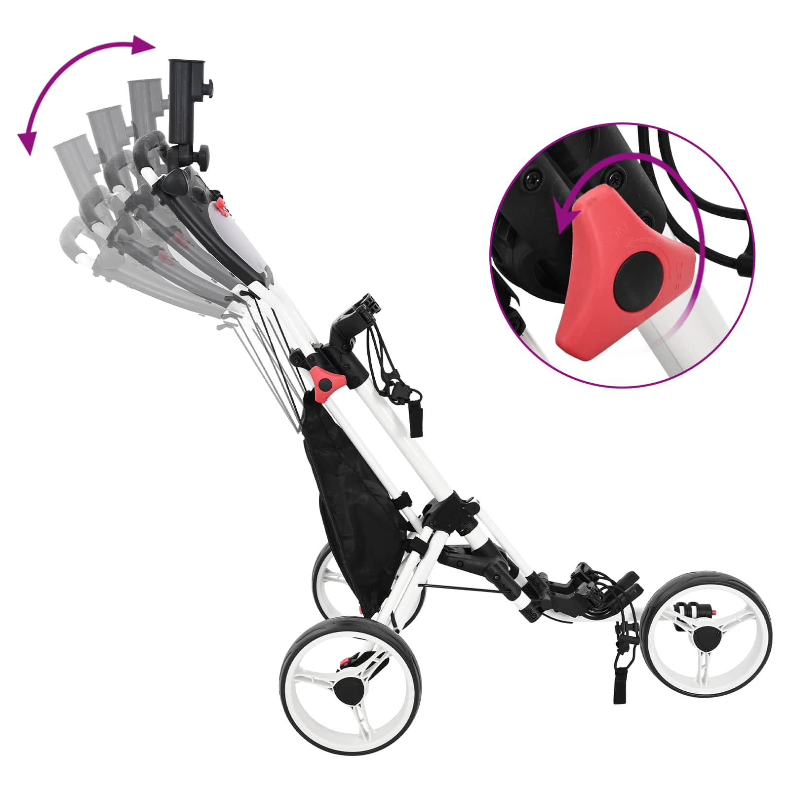 Golf-Dolly Schwarz und Weiß Aluminium Klappbar