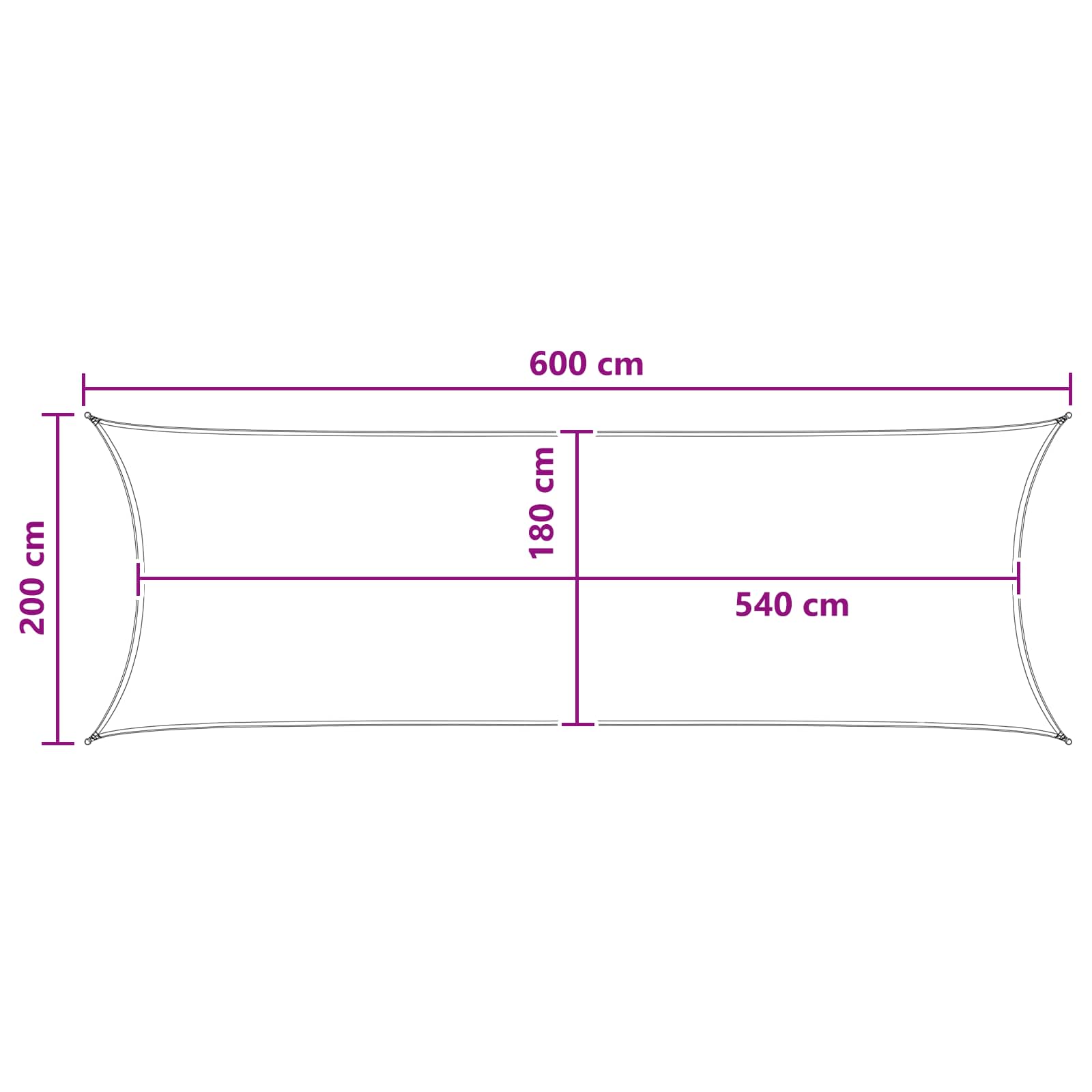 Sonnensegel 2 x 6 m HDPE Rechteckig Hellgrau