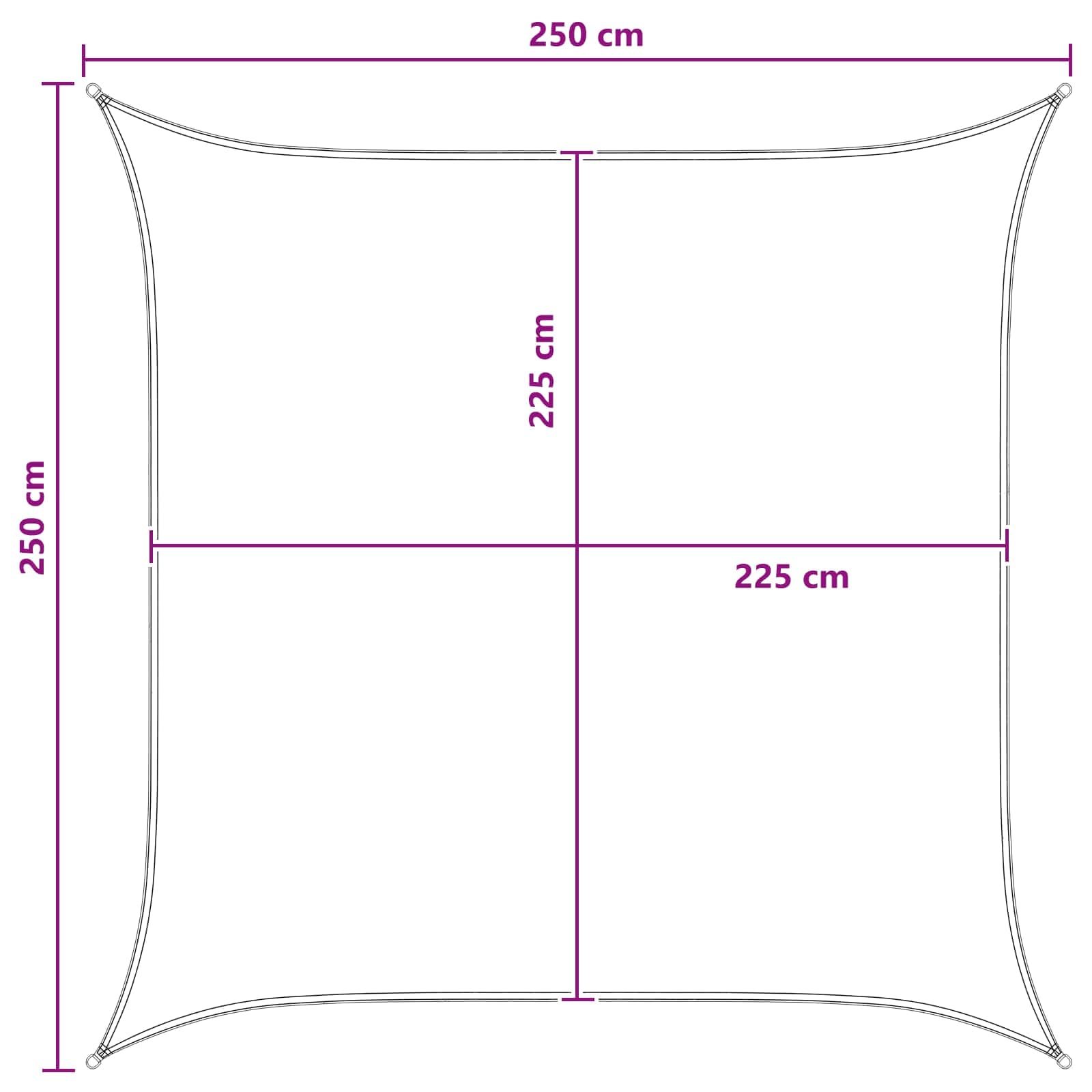 Sonnensegel Anthrazit und Weiß 2,5 x 2,5 m HDPE