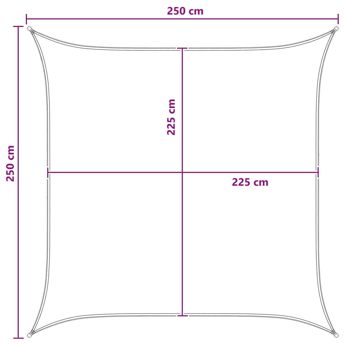 Sonnensegel Quadratisch 2,5 x 2,5 m HDPE Anthrazit und Weiß