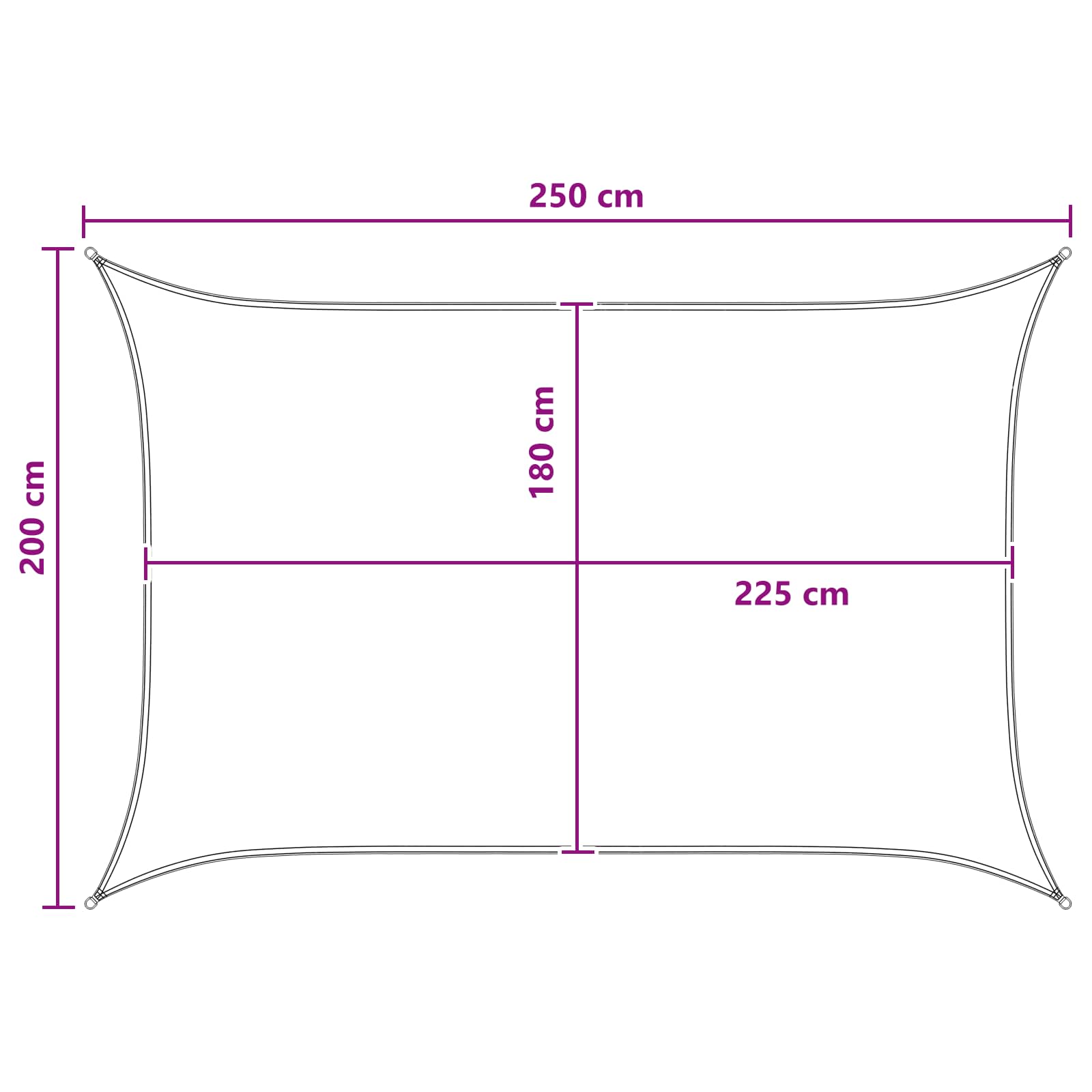 Sonnensegel 2 x 2,5 m HDPE Rechteckig Anthrazit und Weiß