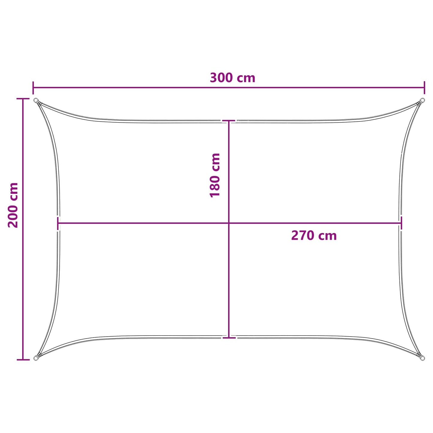 Sonnensegel 2 x 3 m HDPE Rechteckig Anthrazit und Weiß