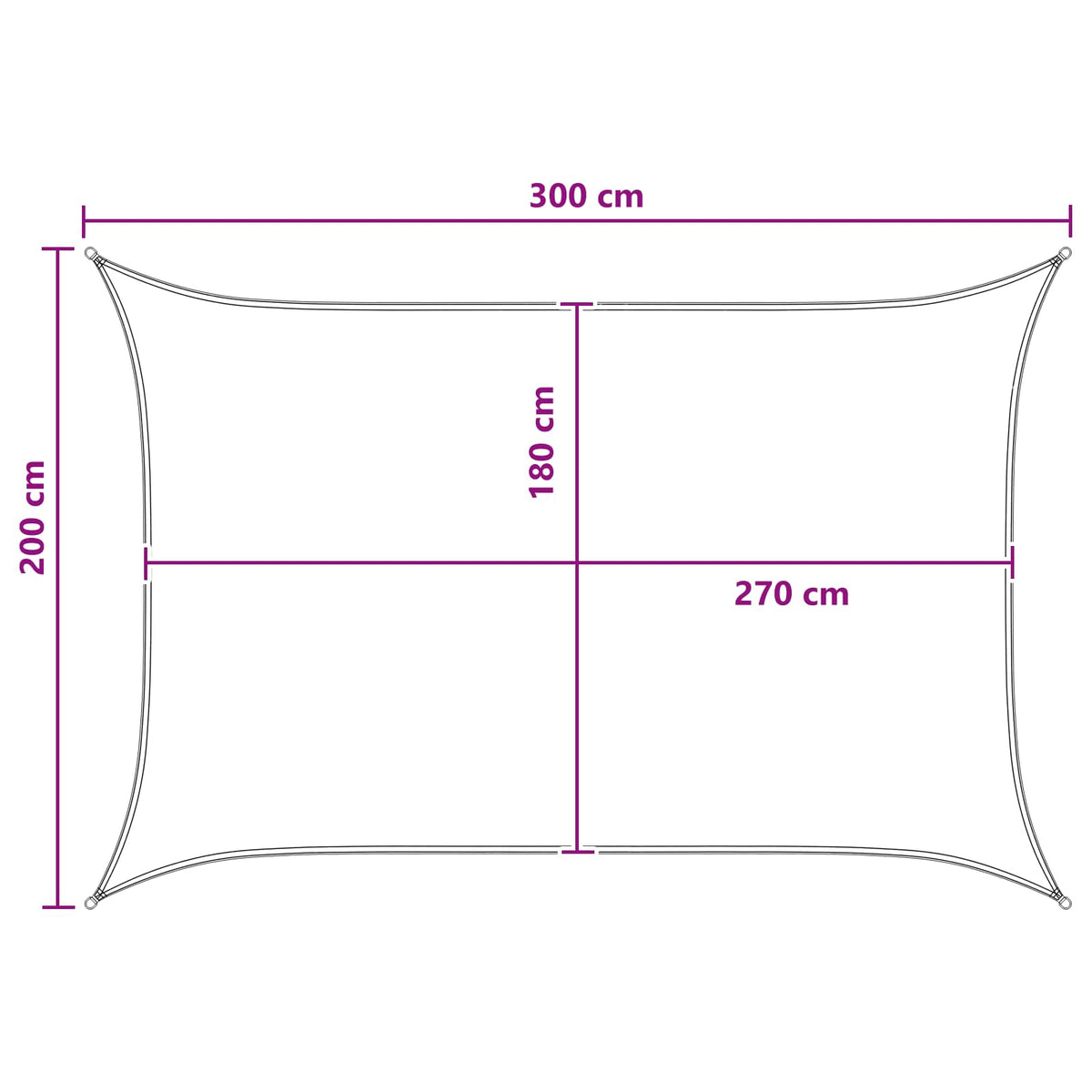 Sonnensegel Rechteckig 2 x 3 m HDPE Anthrazit und Weiß