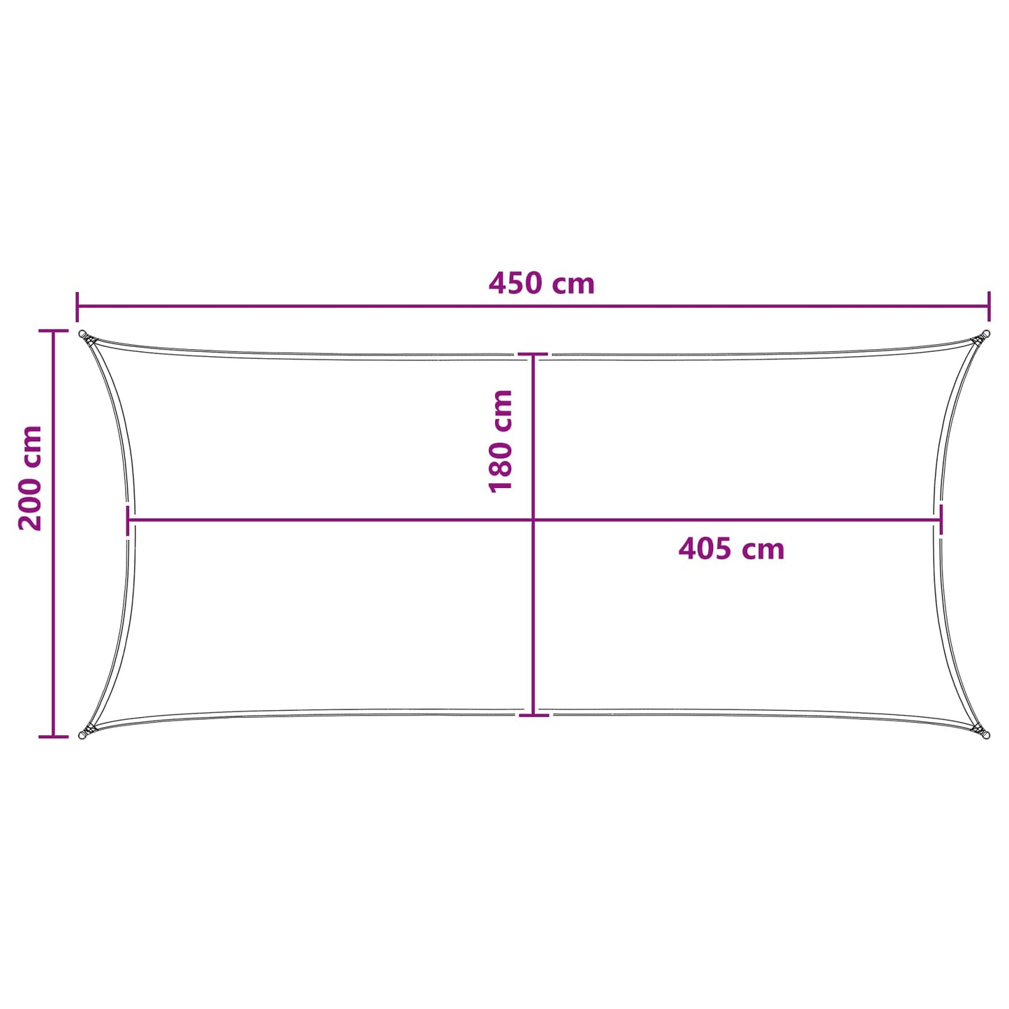 Sonnensegel 2 x 4,5 m HDPE Rechteckig Anthrazit und Weiß