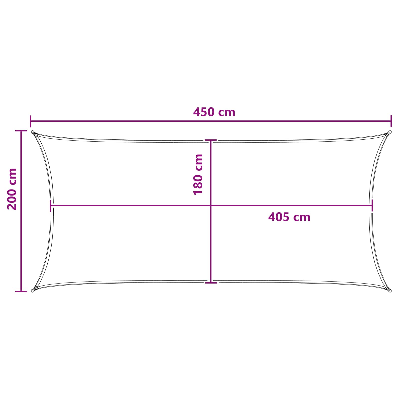 Sonnensegel 2 x 4,5 m HDPE Rechteckig Anthrazit und Weiß