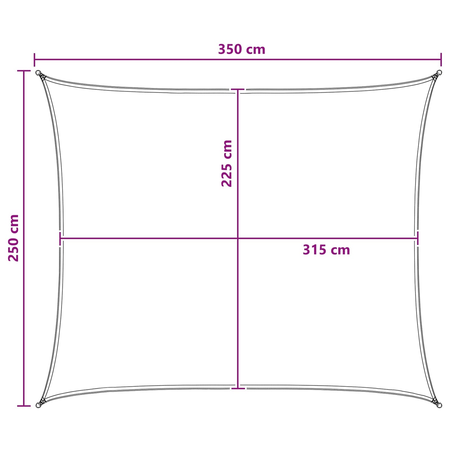 Sonnensegel 2,5 x 3,5 m HDPE Rechteckig Anthrazit und Weiß