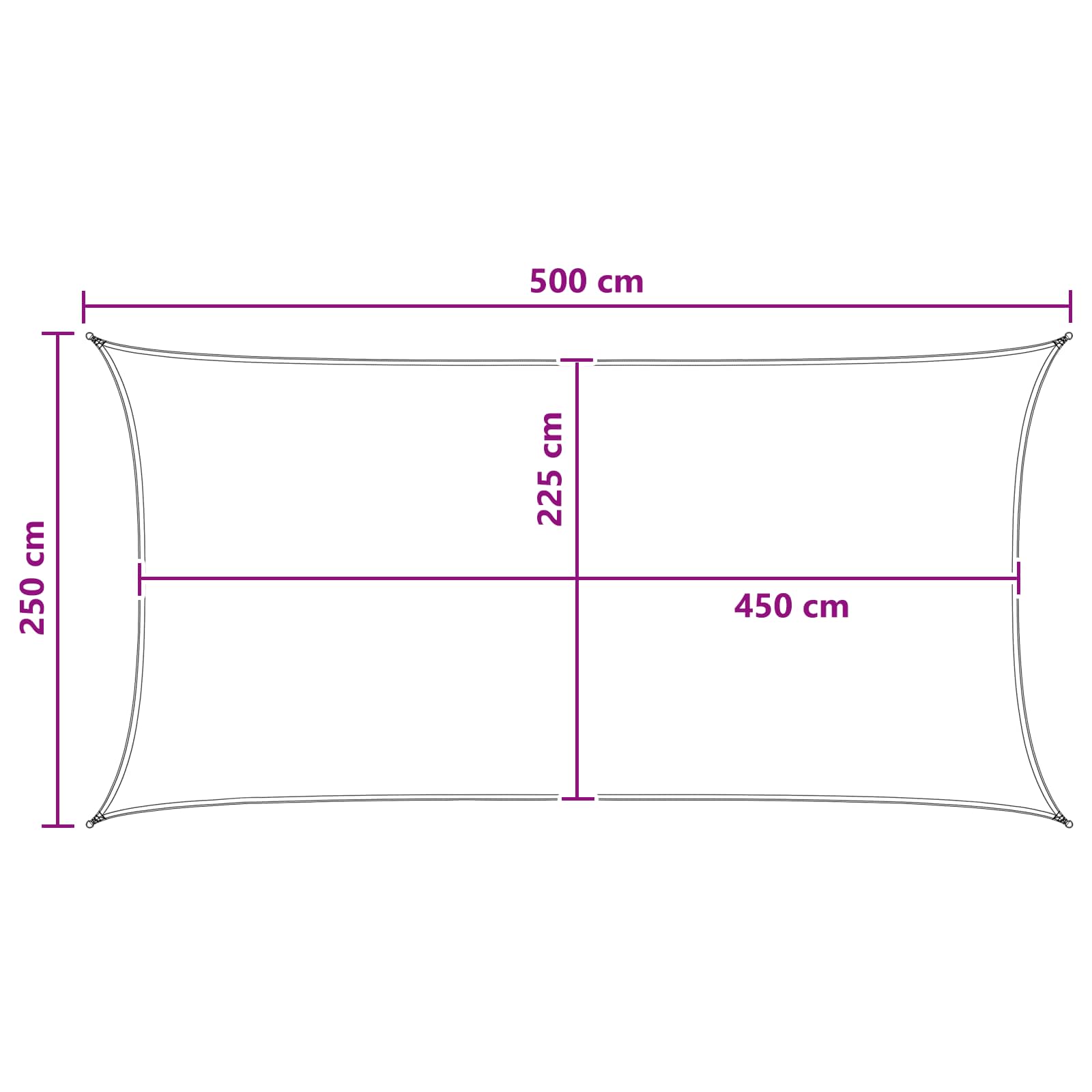 Sonnensegel 2,5 x 5 m HDPE Rechteckig Anthrazit und Weiß