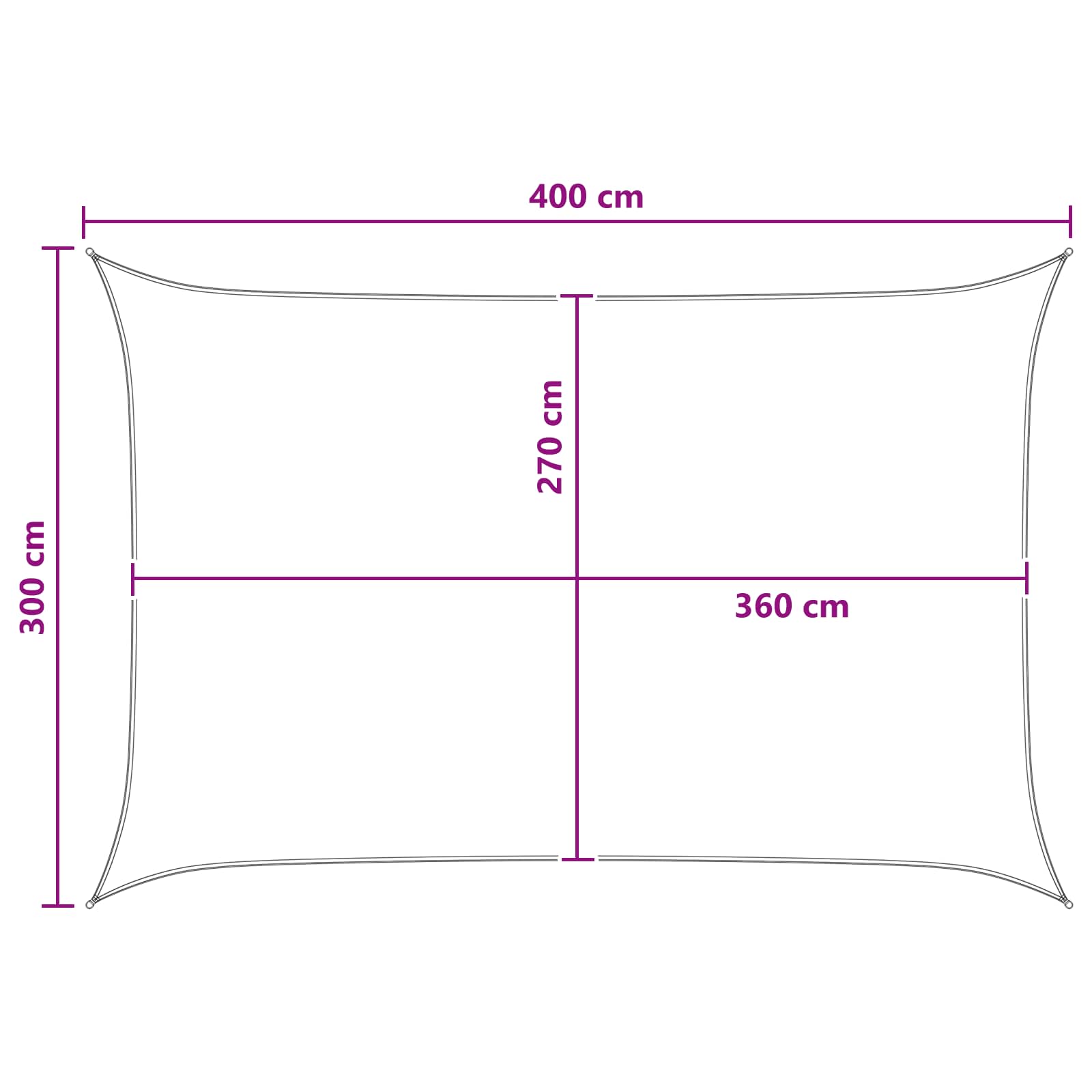 Sonnensegel 3 x 4 m HDPE Rechteckig Anthrazit und Weiß