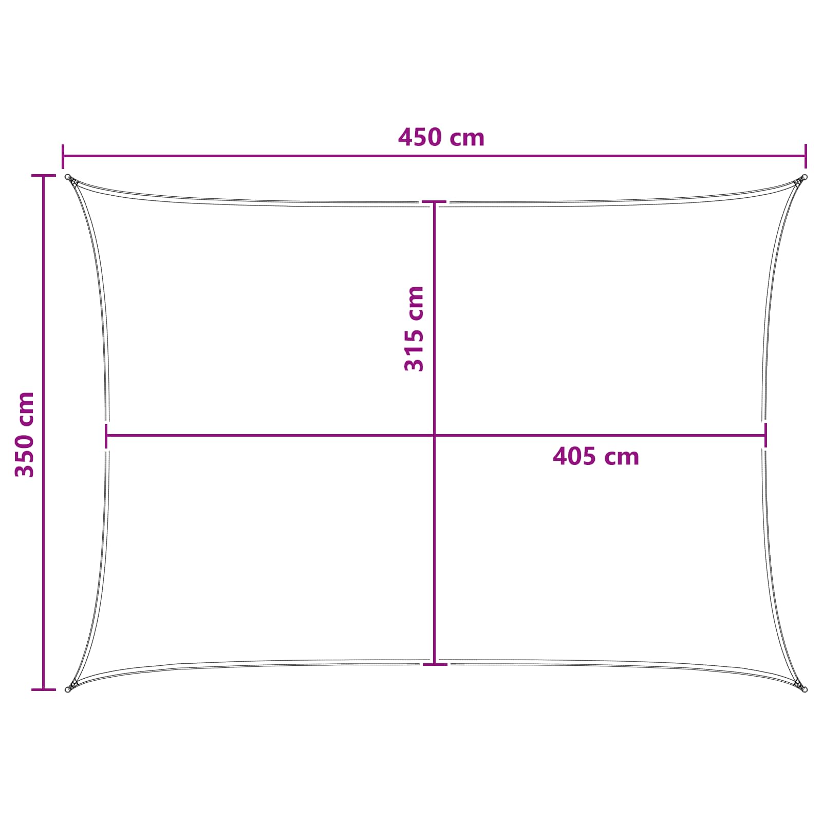 Sonnensegel 3,5 x 4,5 m HDPE Rechteckig Anthrazit und Weiß