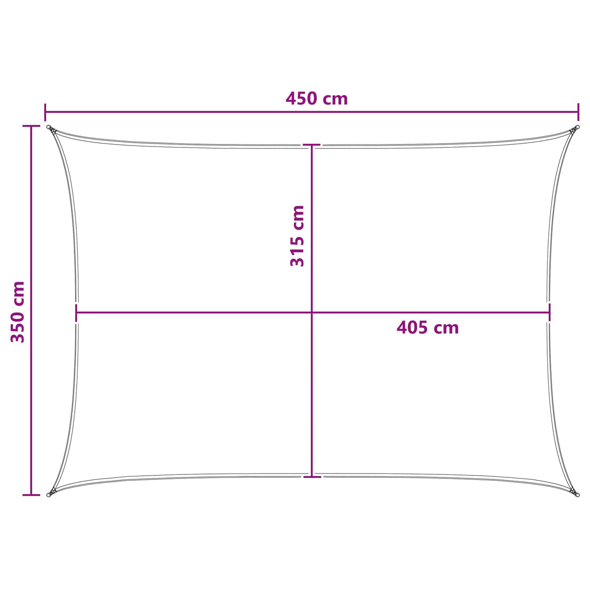 Sonnensegel Rechteckig 3,5 x 4,5 m HDPE Anthrazit und Weiß