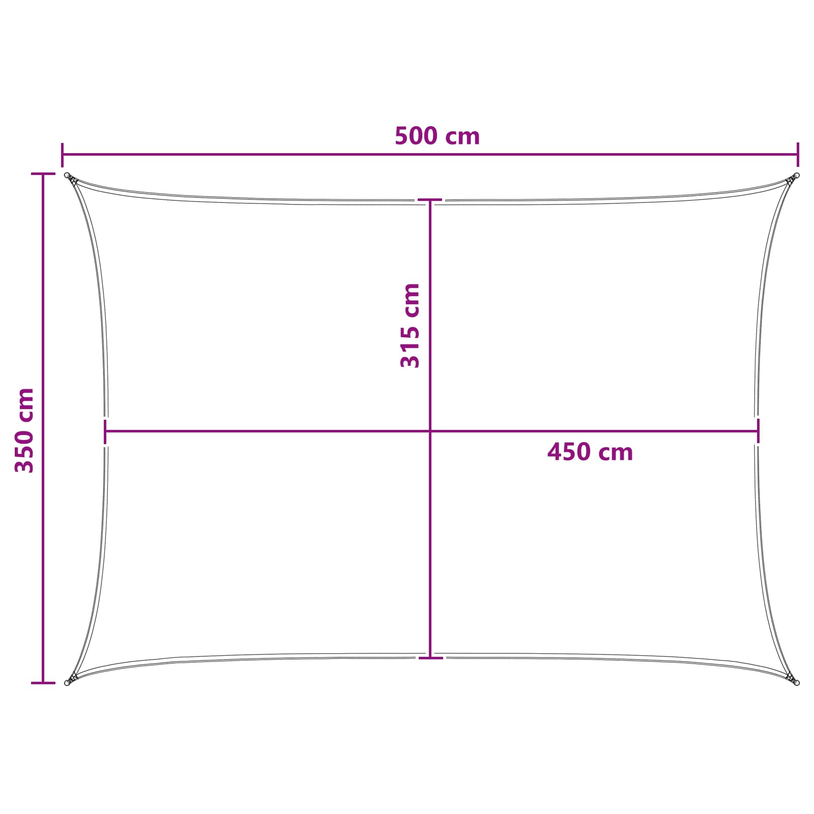 Sonnensegel 3,5 x 5 m HDPE Rechteckig Anthrazit und Weiß