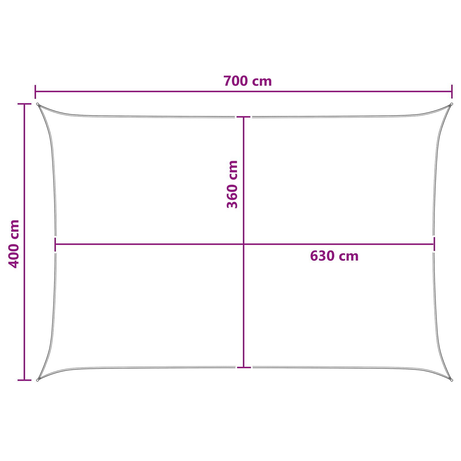 Sonnensegel 4 x 7 m HDPE Rechteckig Anthrazit und Weiß