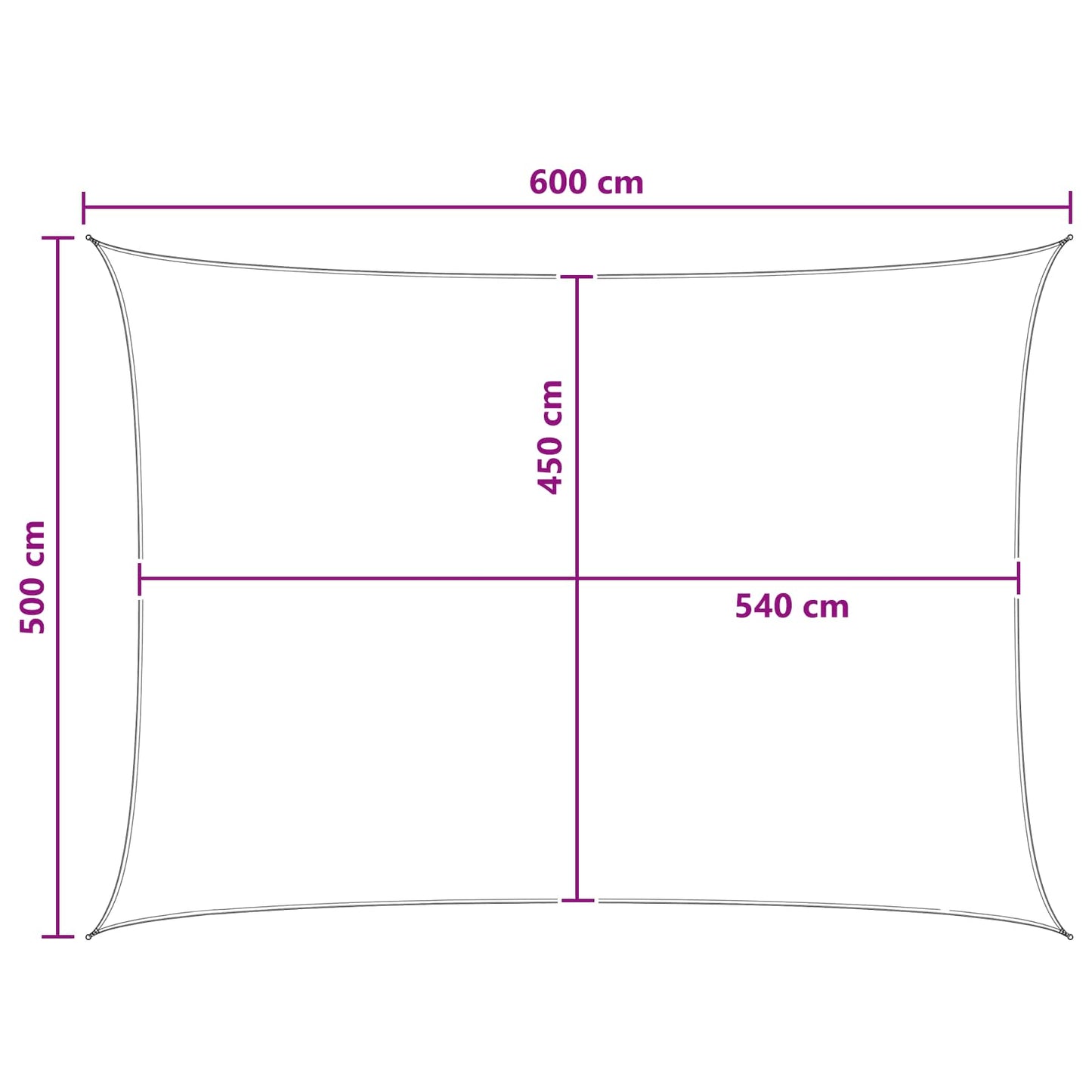 Sonnensegel 5 x 6 m HDPE Rechteckig Anthrazit und Weiß